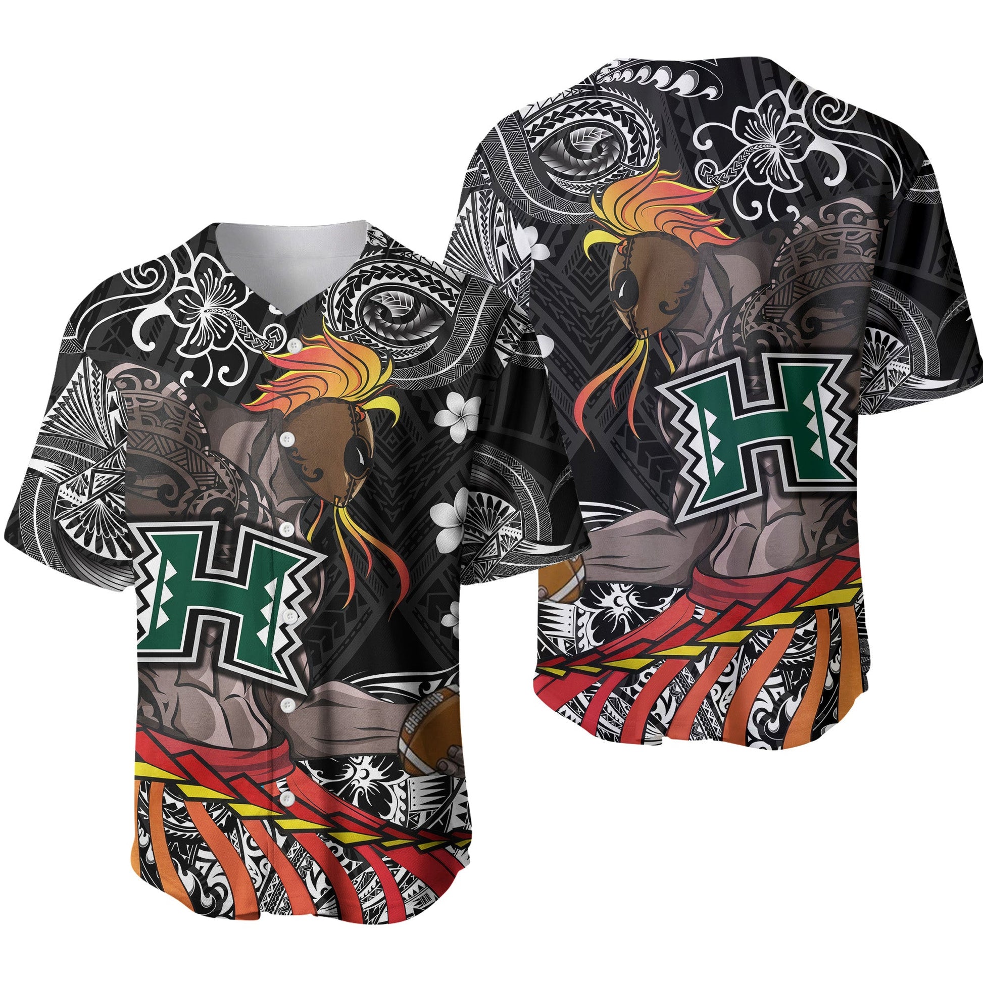 Hawaii Warriors Polynesian Baseball Jersey Unique Style Black