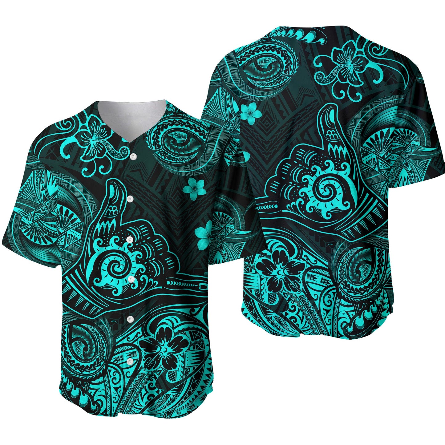 Hawaii Shaka Polynesian Baseball Jersey Unique Style Turquoise
