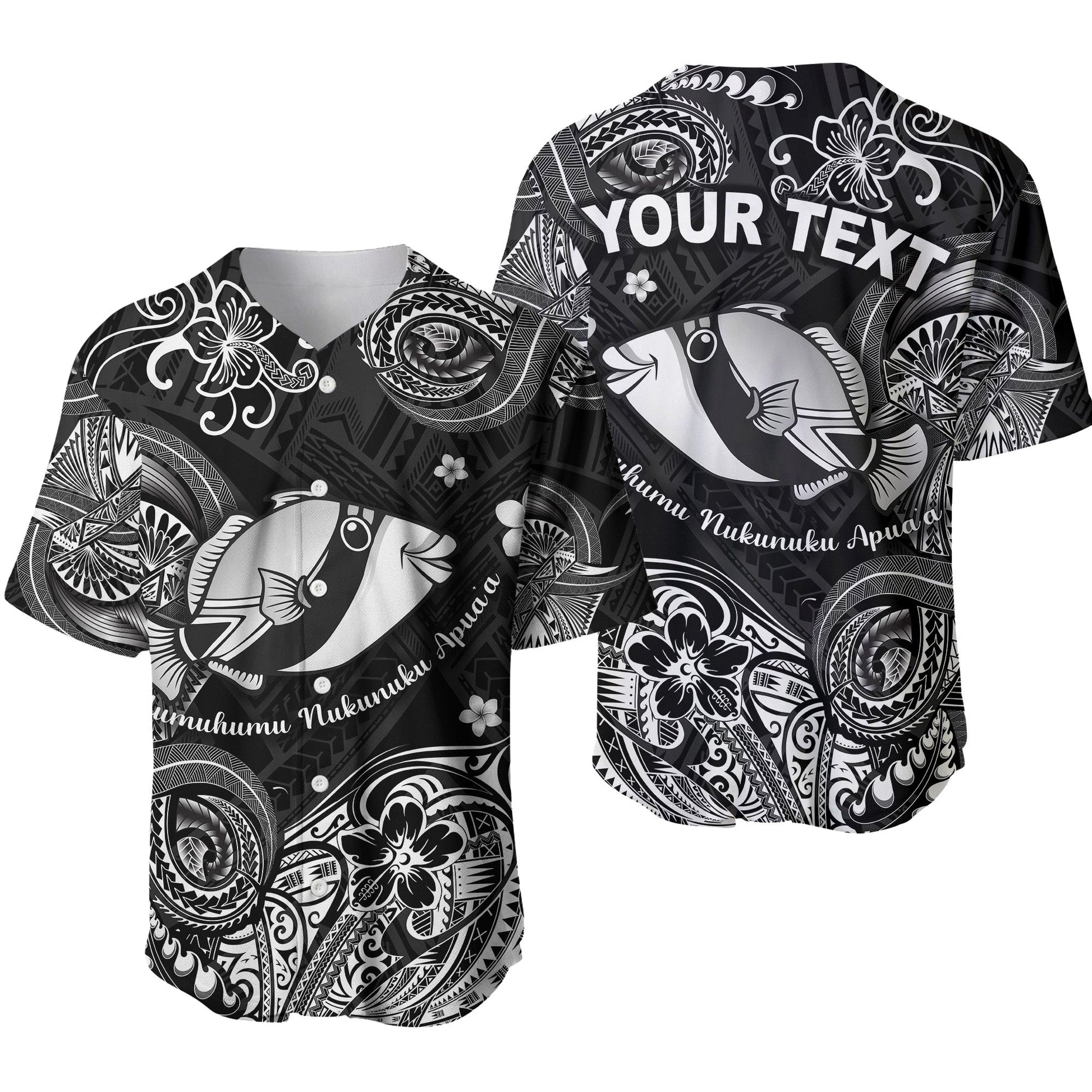 (Custom Personalised) Hawaii State Fish: Humuhumu Nukunuku Apua'a Polynesian Baseball Jersey Unique Style Black