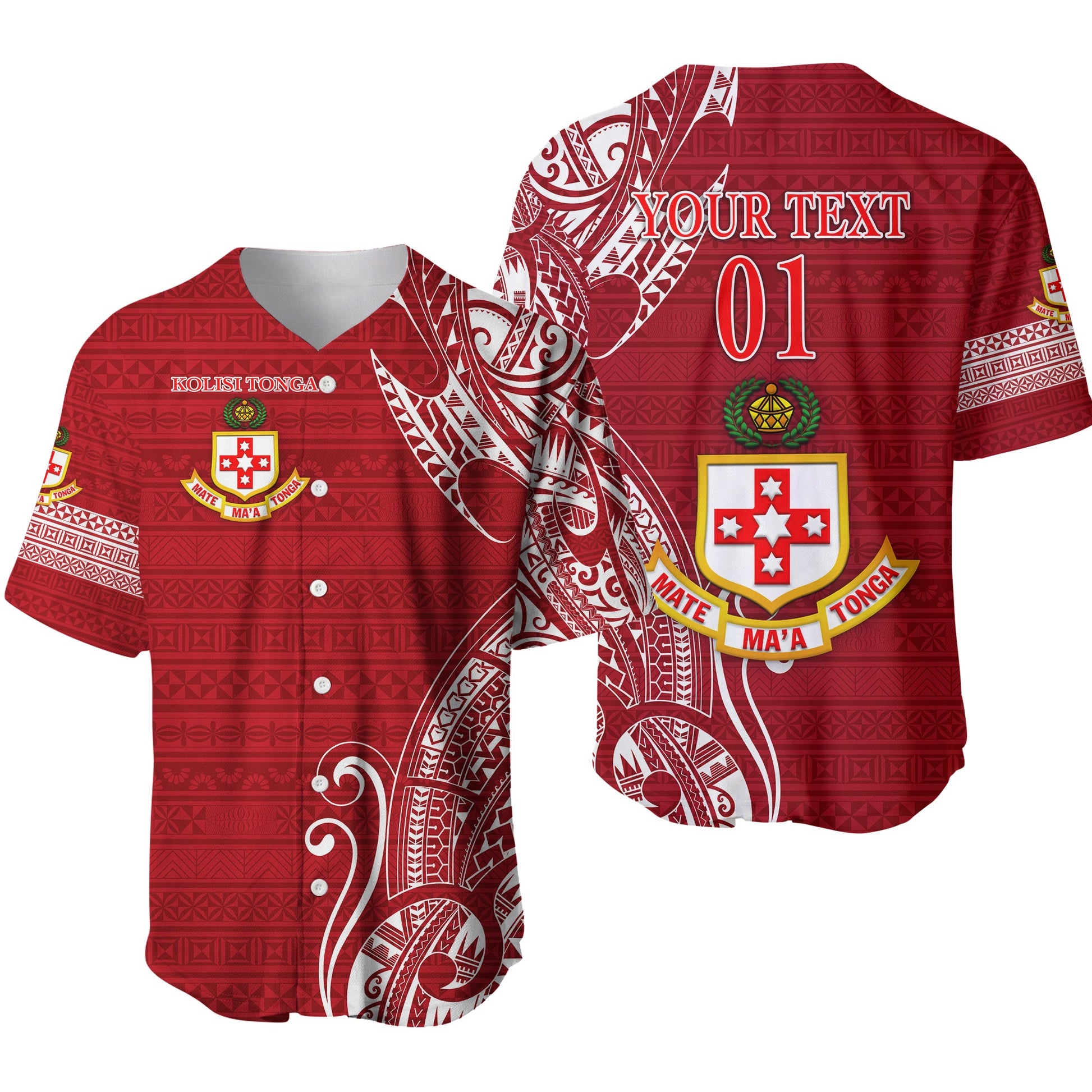 (Custom Personalised) Kolisi Tonga Mate Ma'a Tonga Baseball Jersey Simple, Custom Text And Number