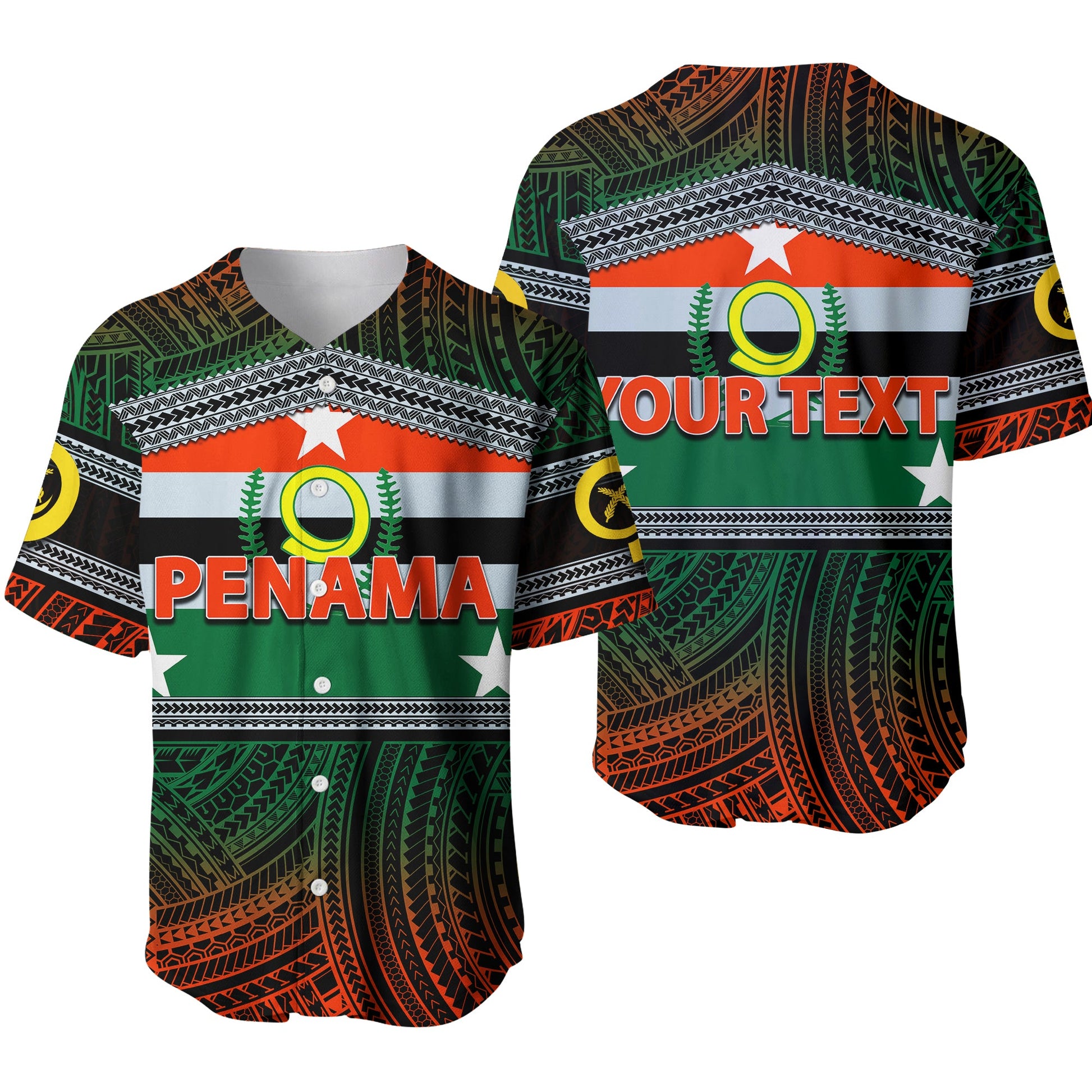 (Custom Personalised) Penama Province Baseball Jersey Of Vanuatu Polynesian Patterns