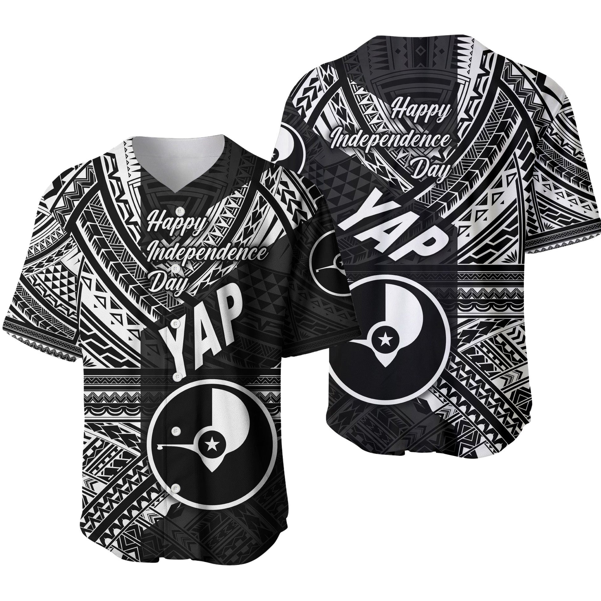 FSM Yap Baseball Jersey Happy Independence Day Original Vibes Black