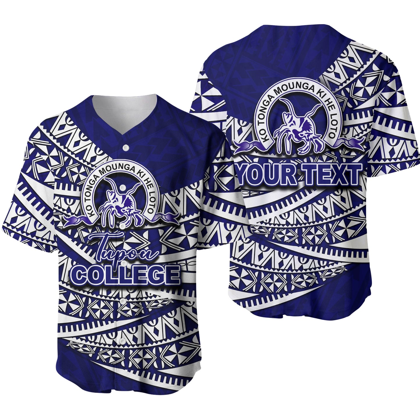 (Custom Personalised) Tupou College Baseball Jersey Tonga Tribal