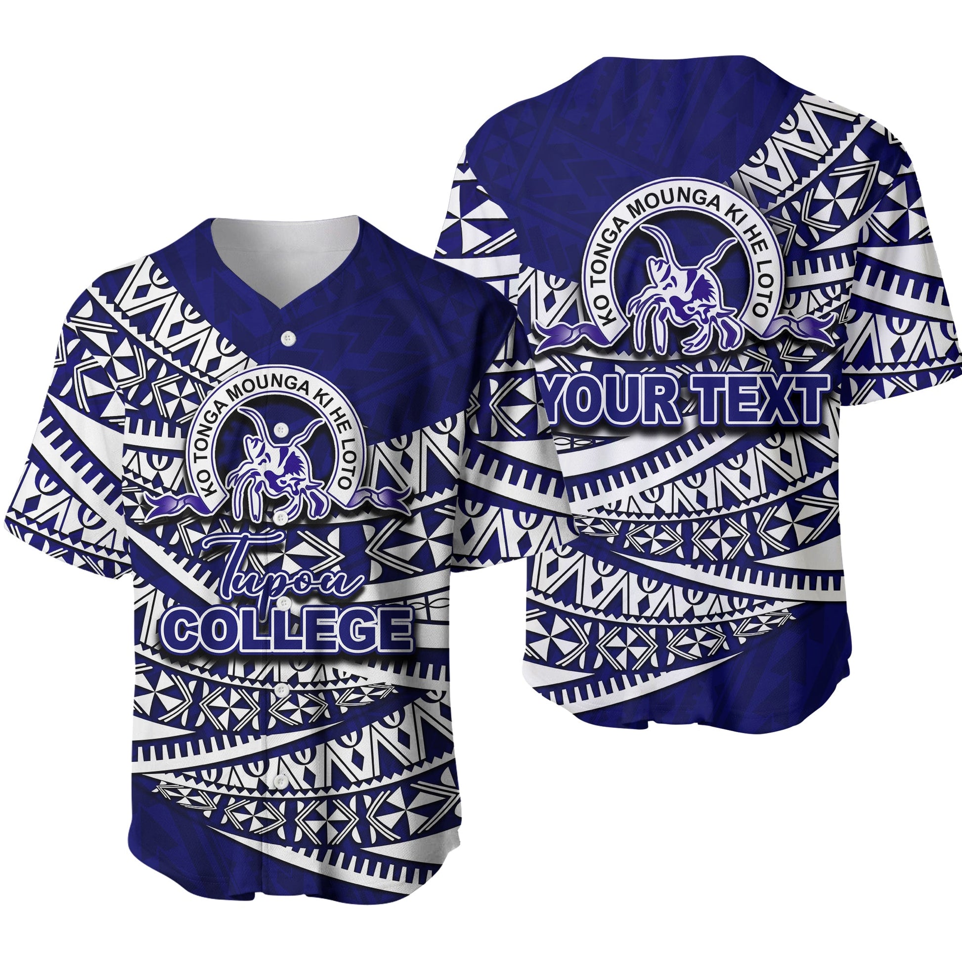 (Custom Personalised) Tupou College Baseball Jersey Tonga Tribal