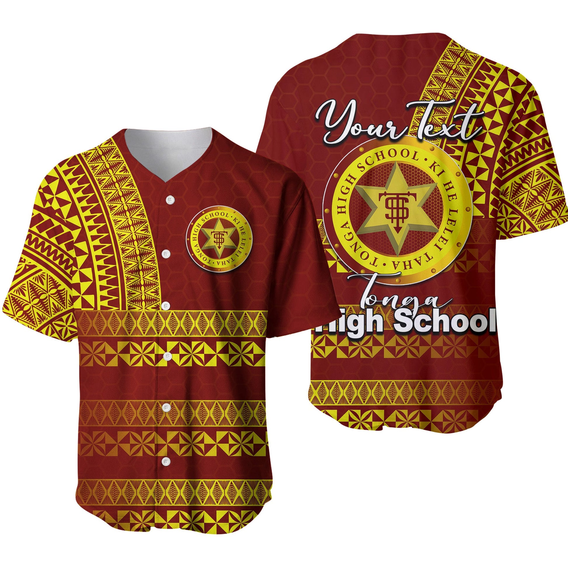 (Custom Personalised)Tonga High School Baseball Jersey Tonga Tattoo Style