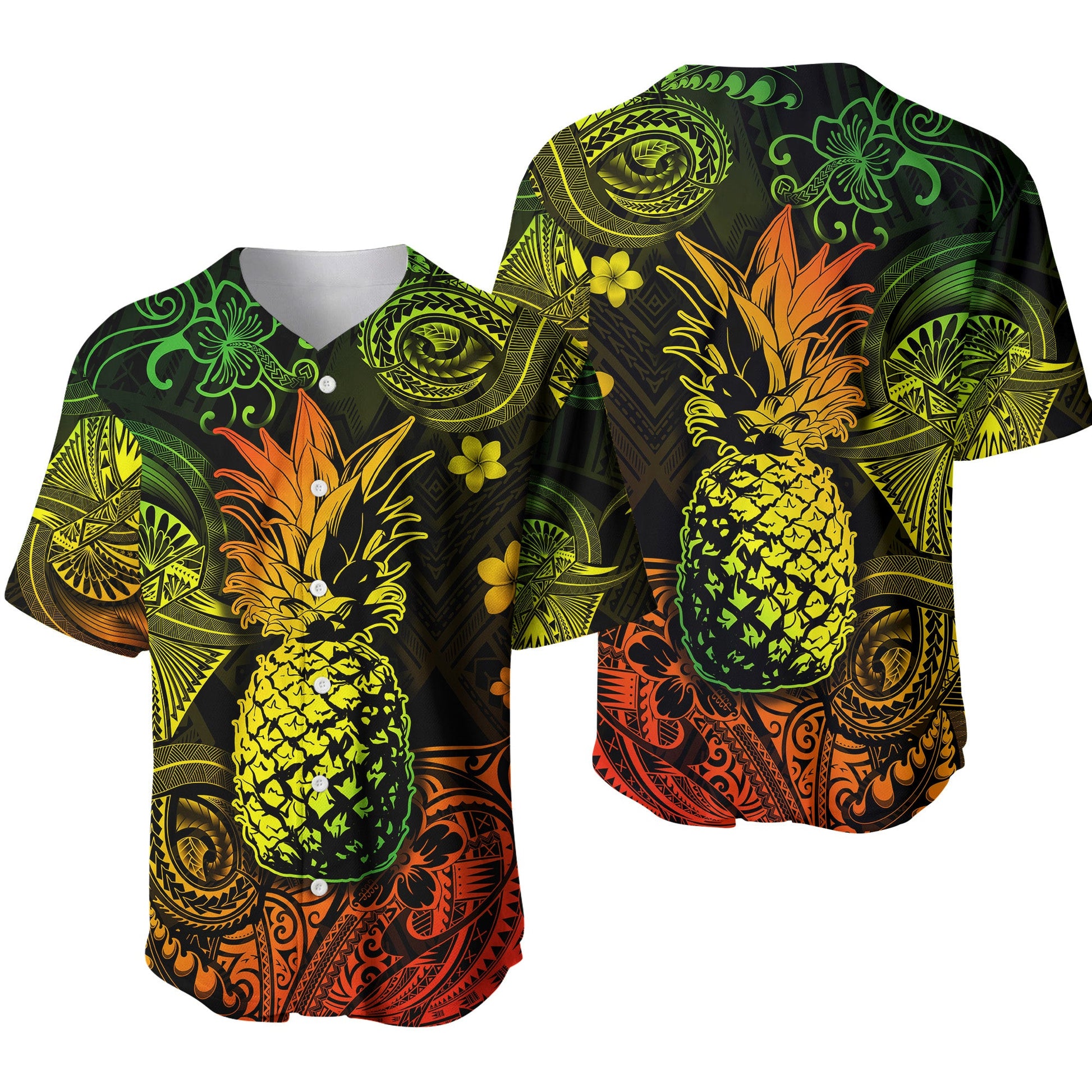 Hawaii Pineapple Polynesian Baseball Jersey Unique Style Reggae