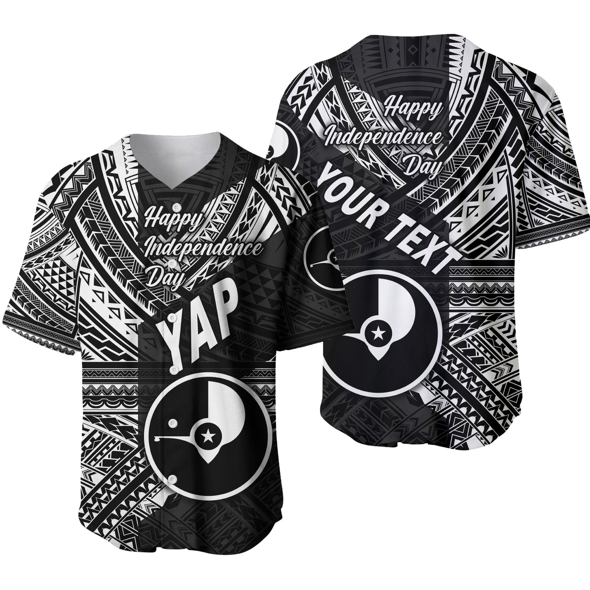 (Custom Personalised) FSM Yap Baseball Jersey Happy Independence Day Original Vibes Black