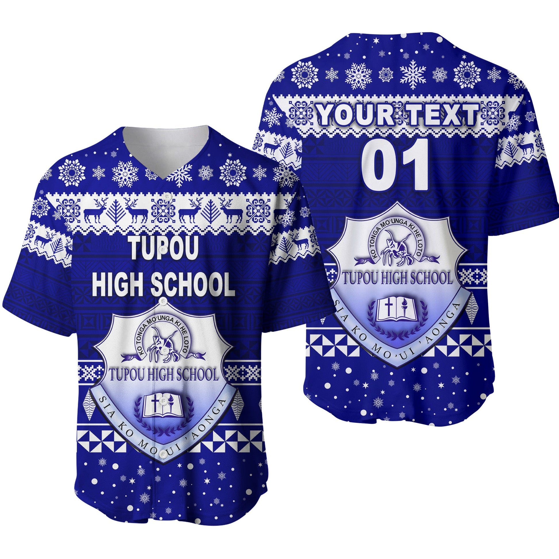(Custom Personalised) Tupou High School Christmas Baseball Jersey Simple Style