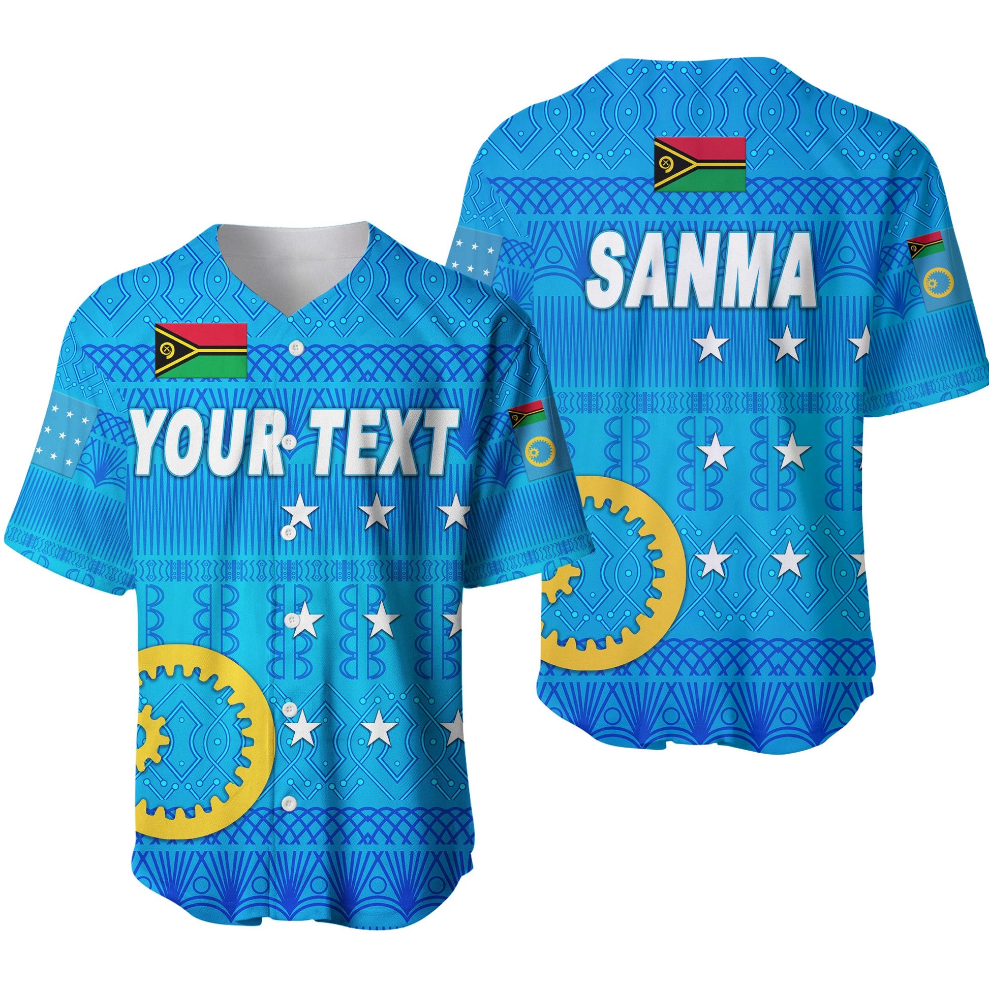 (Custom Personalised) Sanma Province Baseball Jersey Vanuatu Pattern Traditional Style