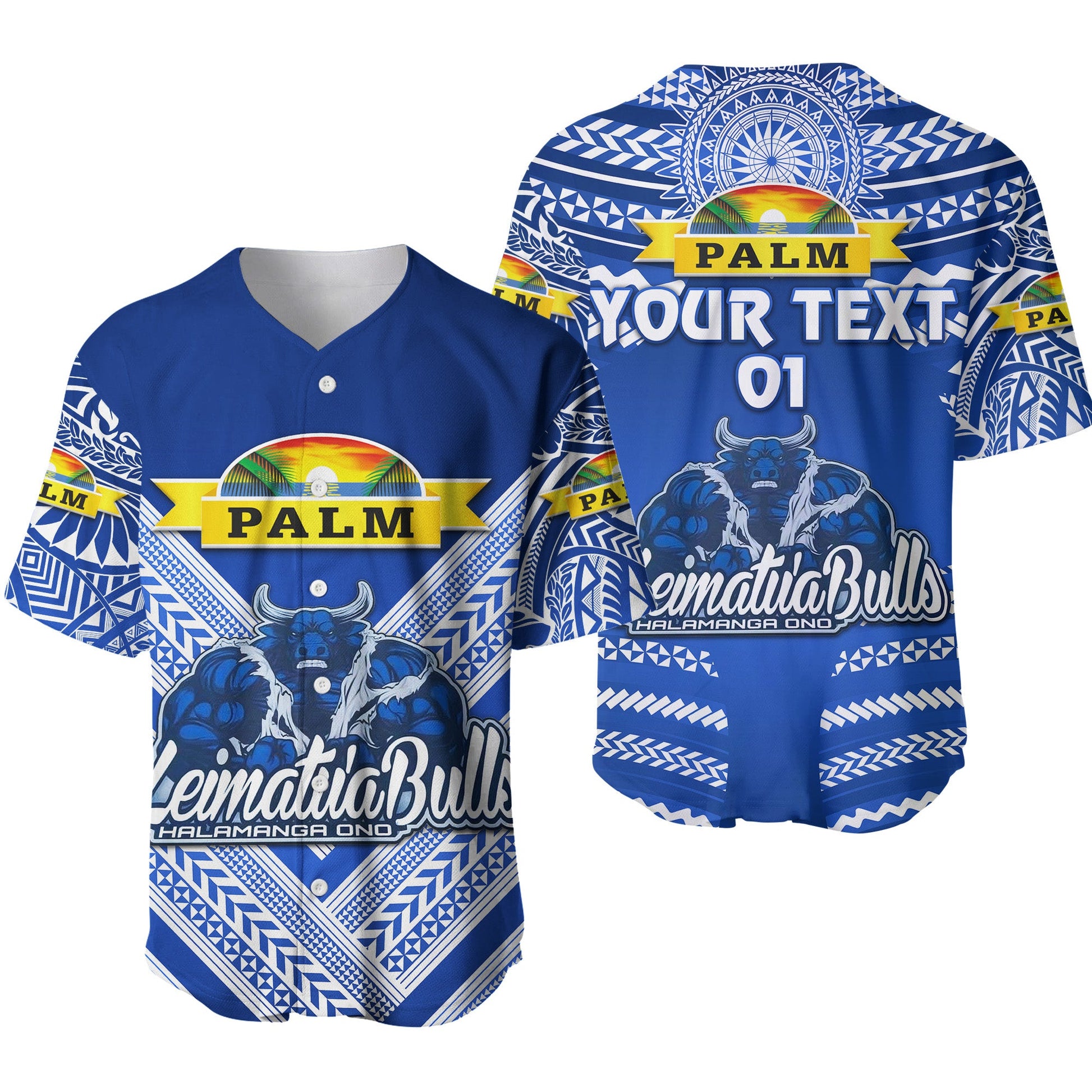 (Custom Personalised) Mate Ma'a Tonga Baseball Jersey Leimatu'a Bulls Creative Style Blue, Custom Text And Number