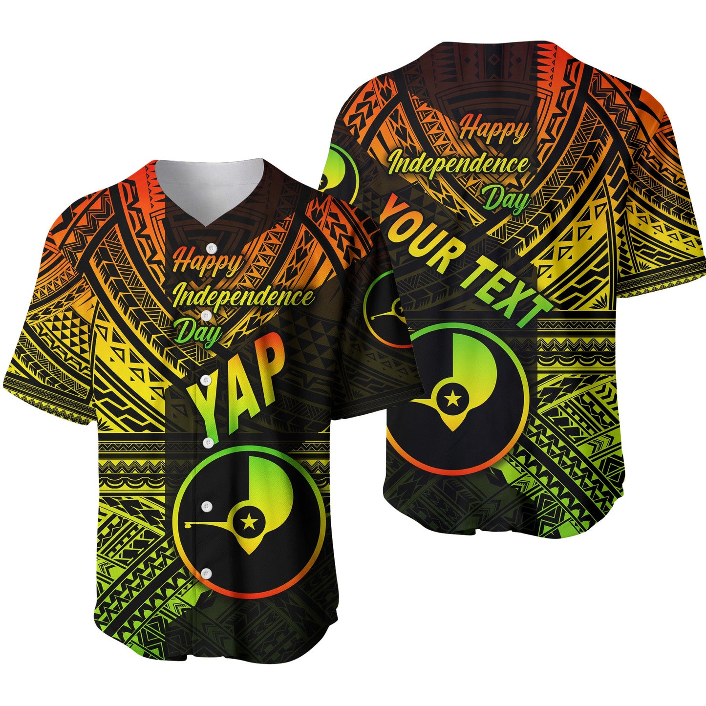(Custom Personalised) FSM Yap Baseball Jersey Happy Independence Day Original Vibes Reggae