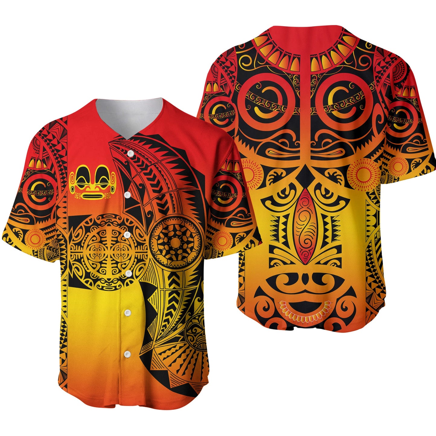 Marquesas Islands Baseball Jersey Marquesan Tattoo Original Style Gradient Red