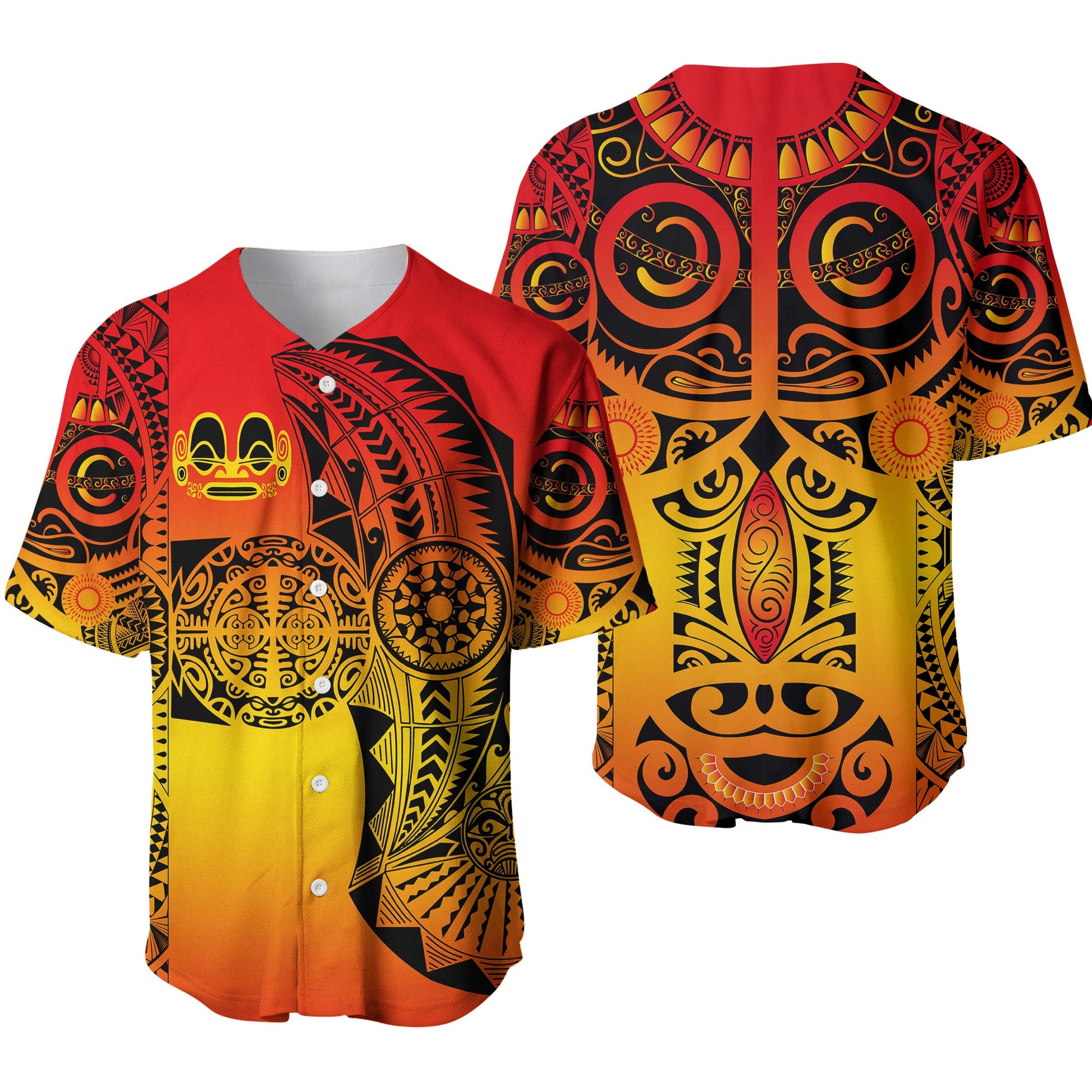 Marquesas Islands Baseball Jersey Marquesan Tattoo Original Style Gradient Red