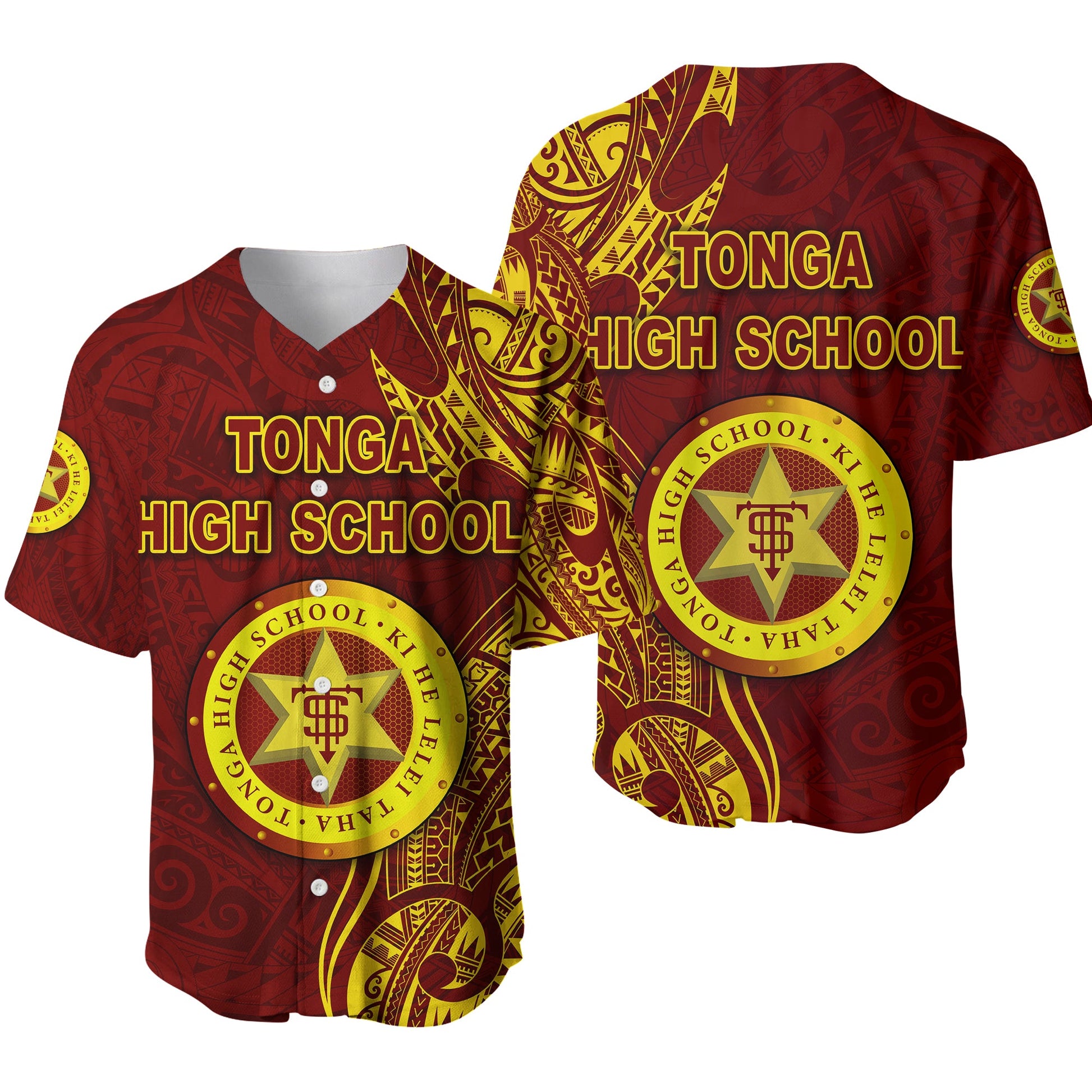 Tonga High School Baseball Jersey Simple Vibes Maroon