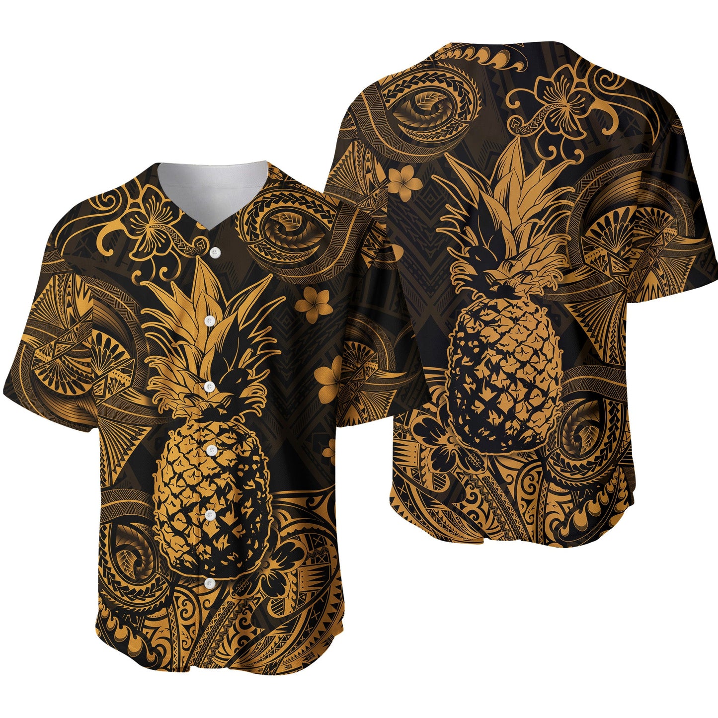 Hawaii Pineapple Polynesian Baseball Jersey Unique Style Gold