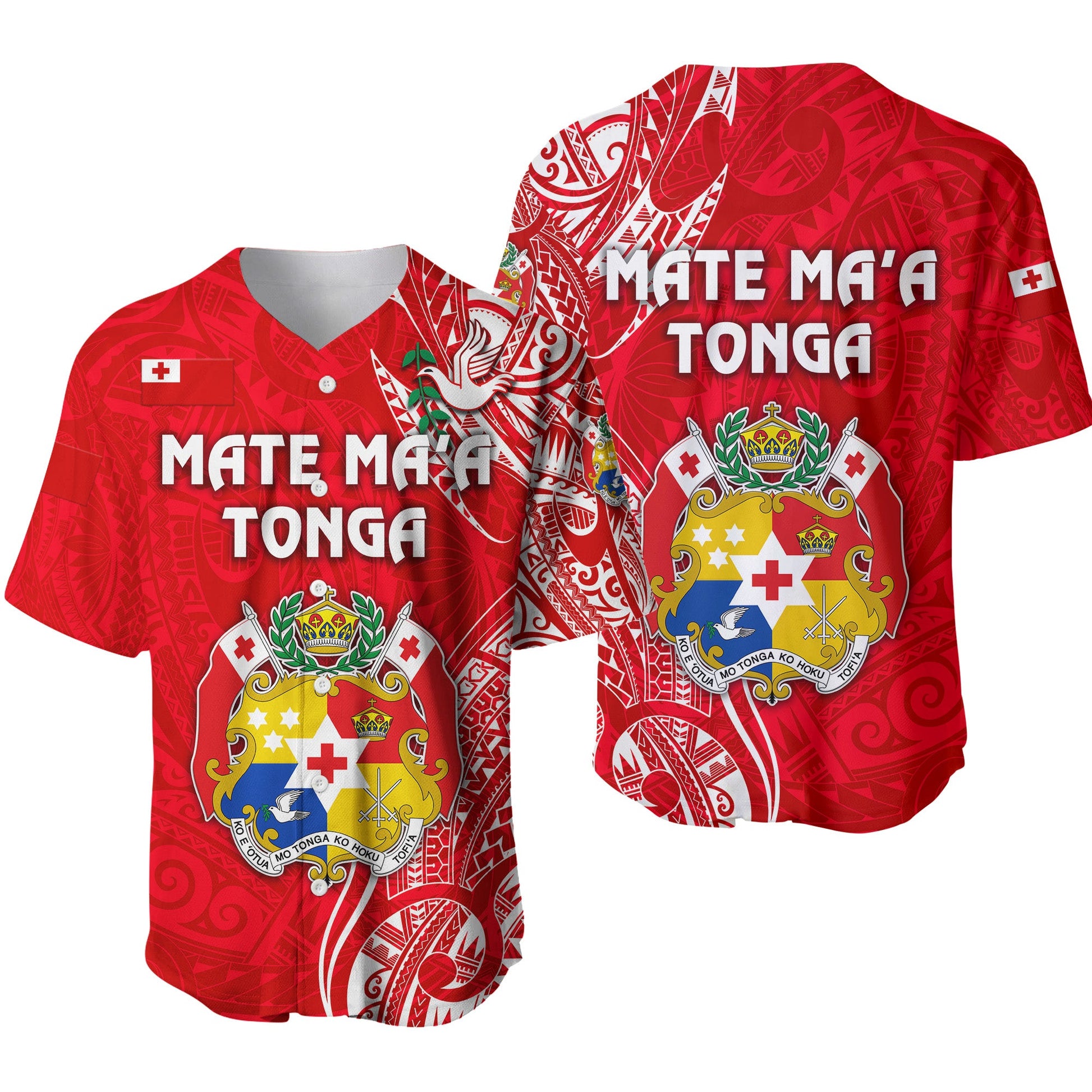 Tonga Coat Of Arms Baseball Jersey Simple Vibes Bright Red