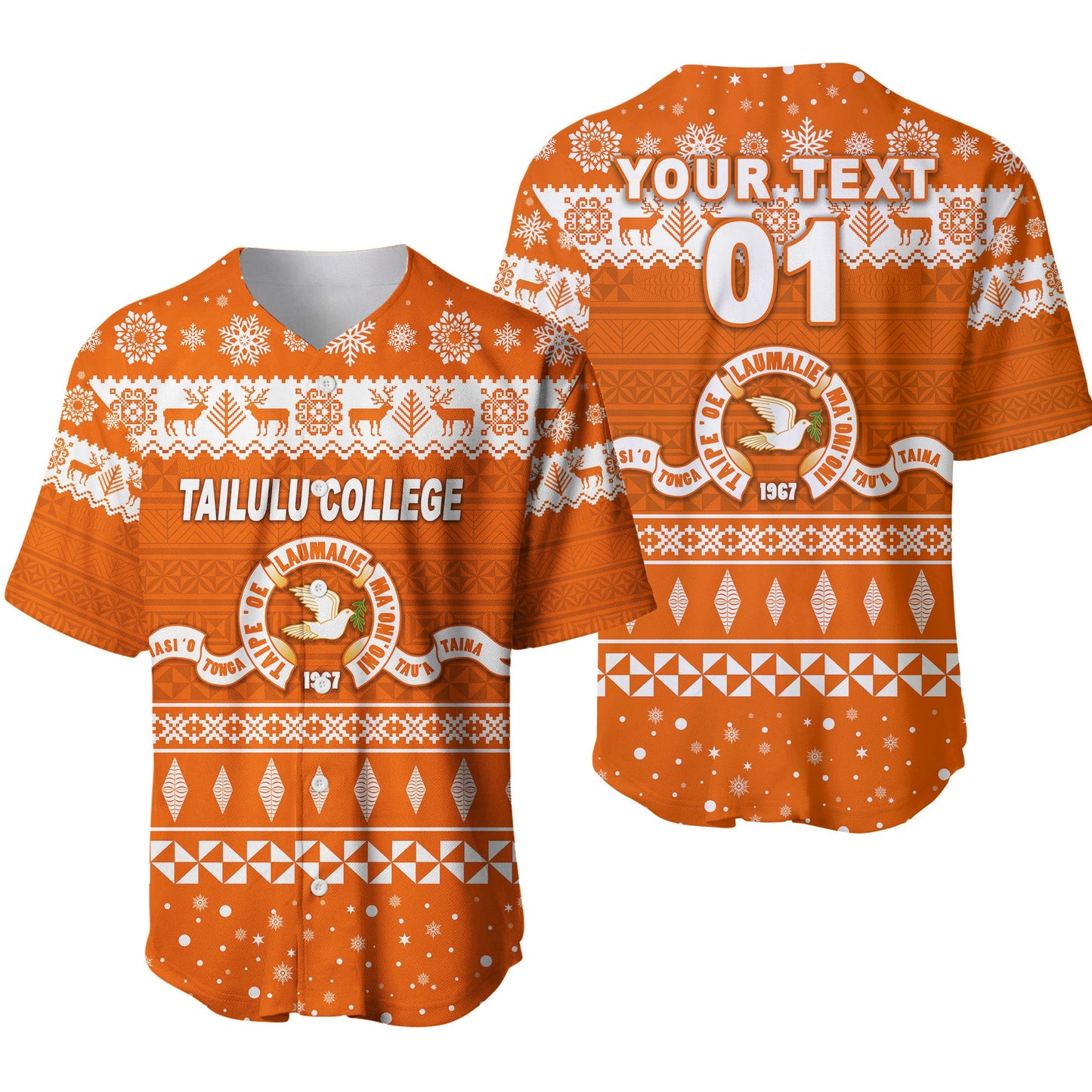 (Custom Personalised) Tailulu College Christmas Baseball Jersey Simple Style