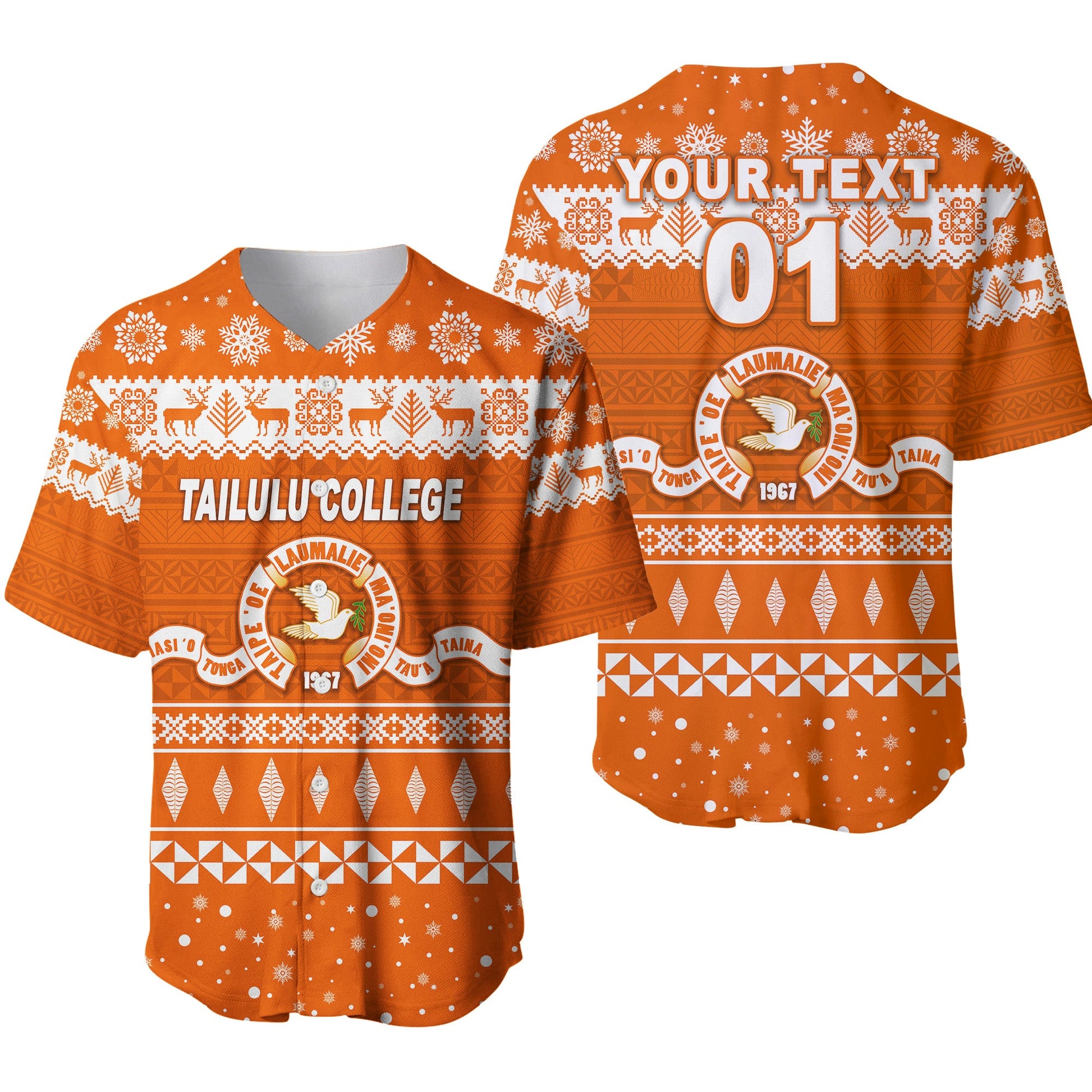 (Custom Personalised) Tailulu College Christmas Baseball Jersey Simple Style