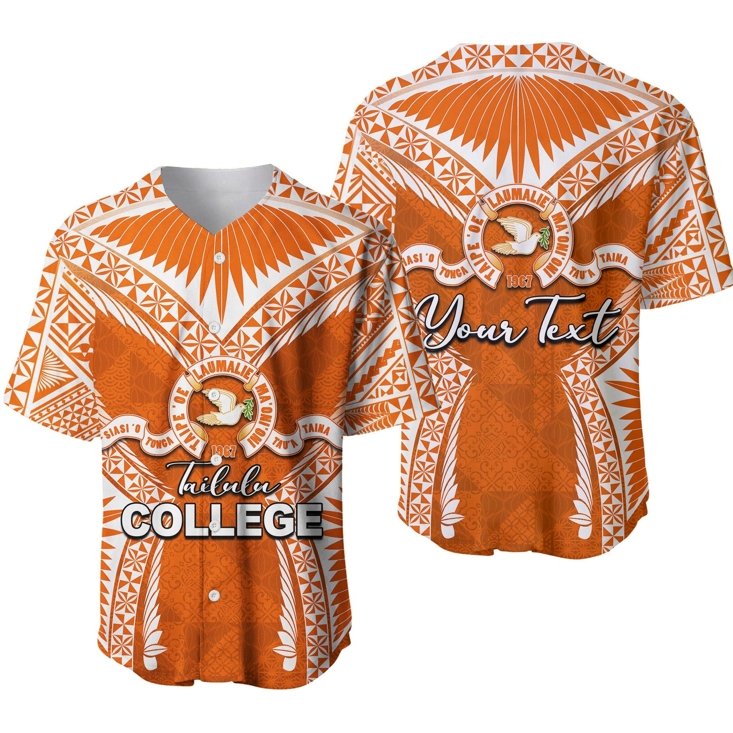 (Custom Personalised)Tailulu College Baseball Jersey Orange Style