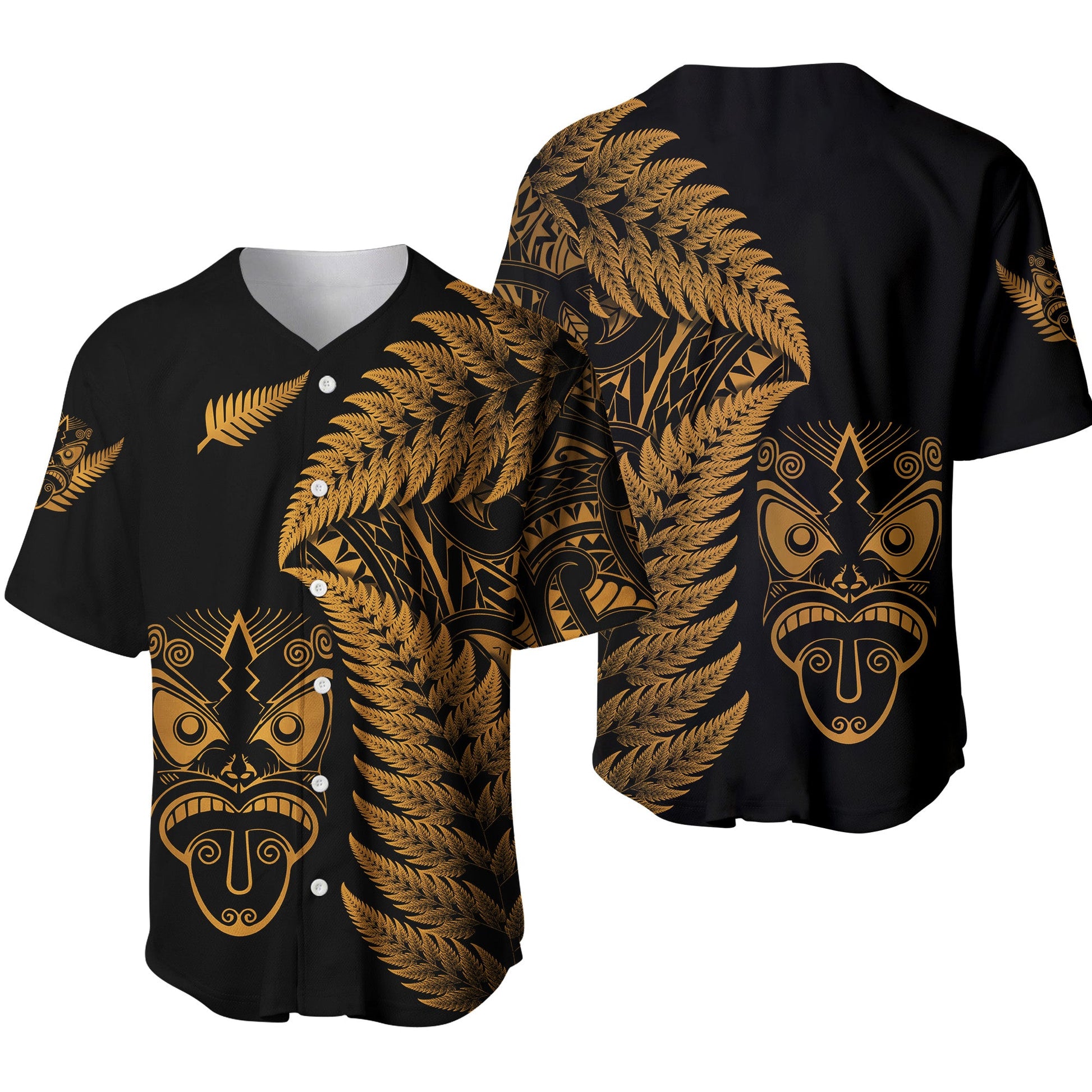 New Zealand Haka Rugby Maori Baseball Jersey Silver Fern Vibes Gold
