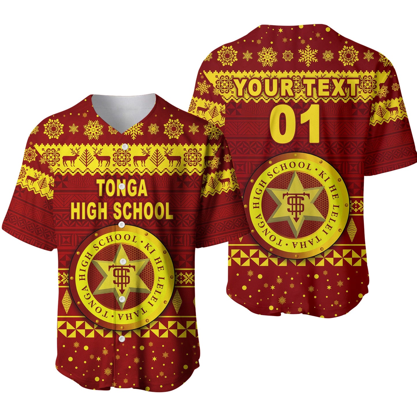 (Custom Personalised) Tonga High School Christmas Baseball Jersey Simple Style