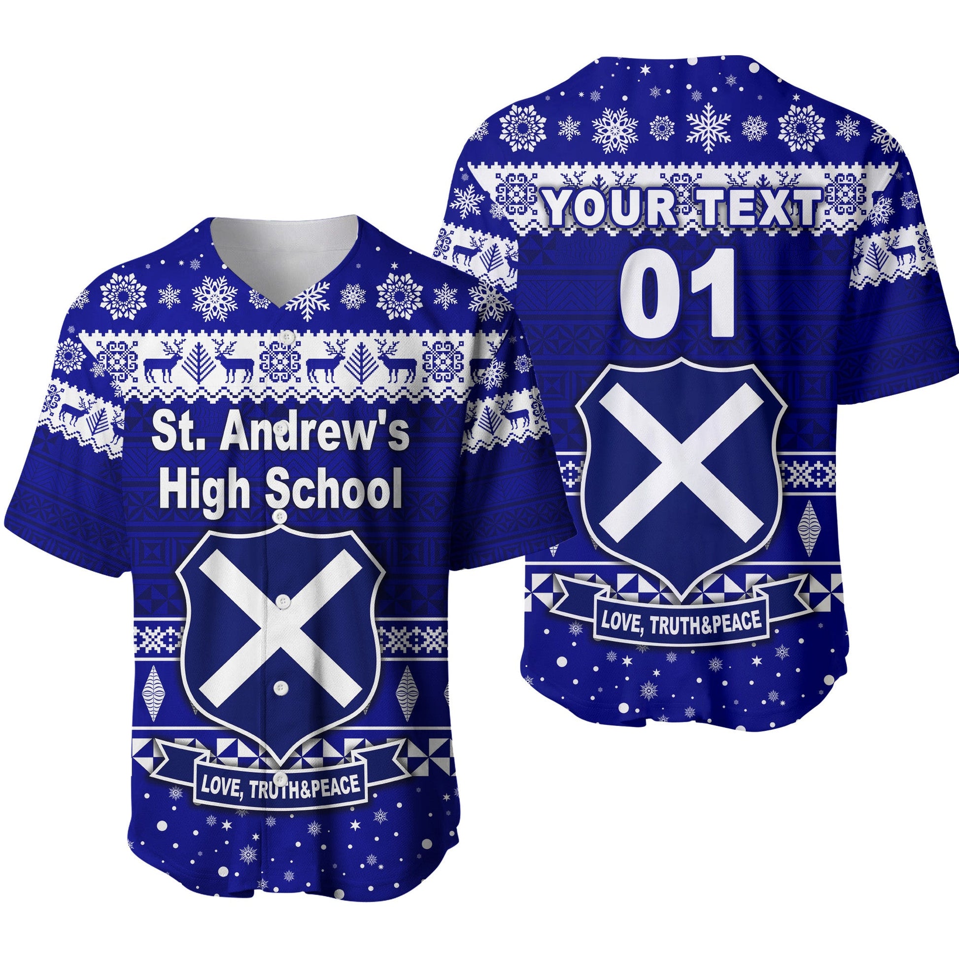 (Custom Personalised) St. Andrew's High School Christmas Baseball Jersey Simple Style