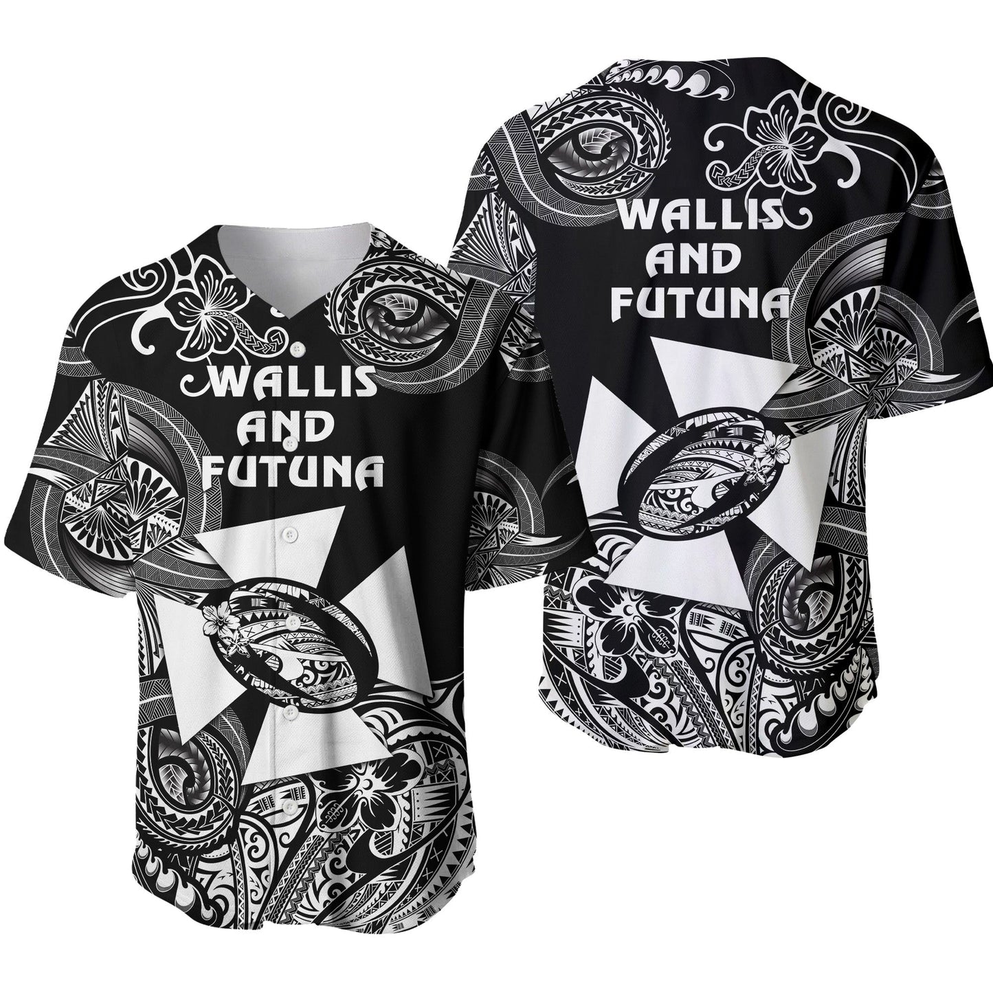 Wallis and Futuna Polynesian Baseball Jersey Unique Style Black