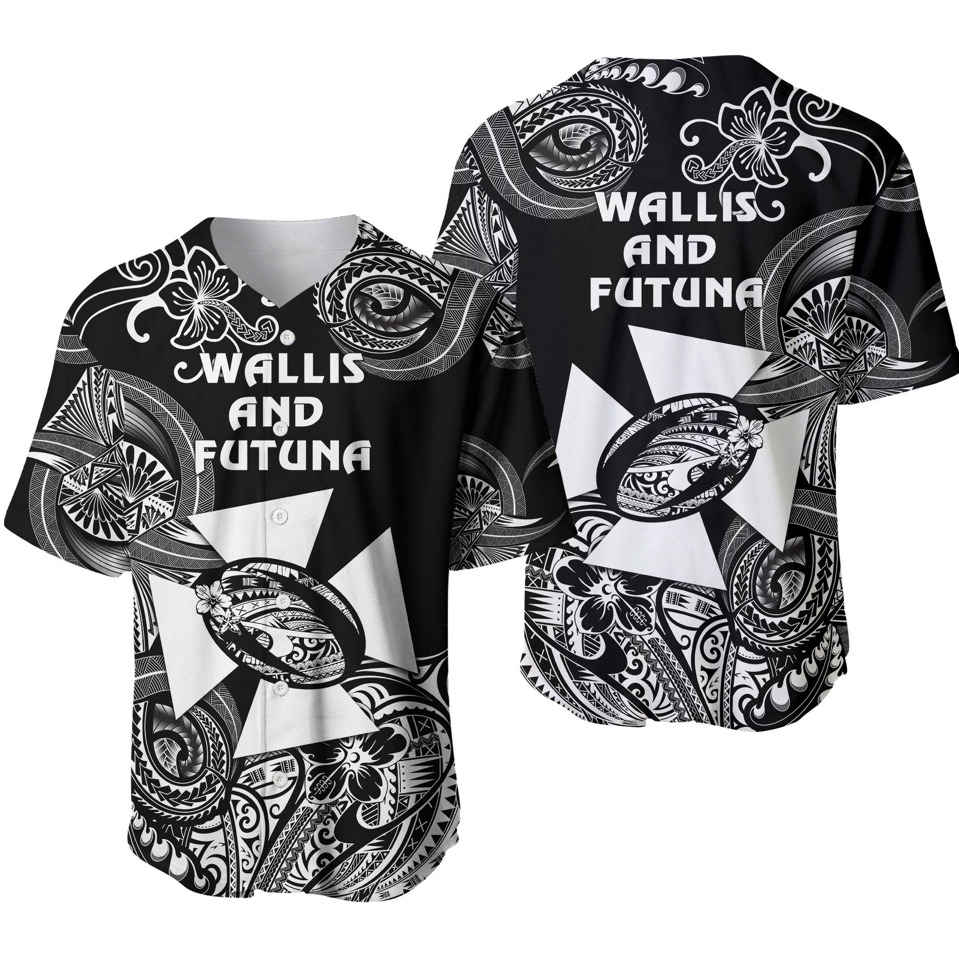 Wallis and Futuna Polynesian Baseball Jersey Unique Style Black