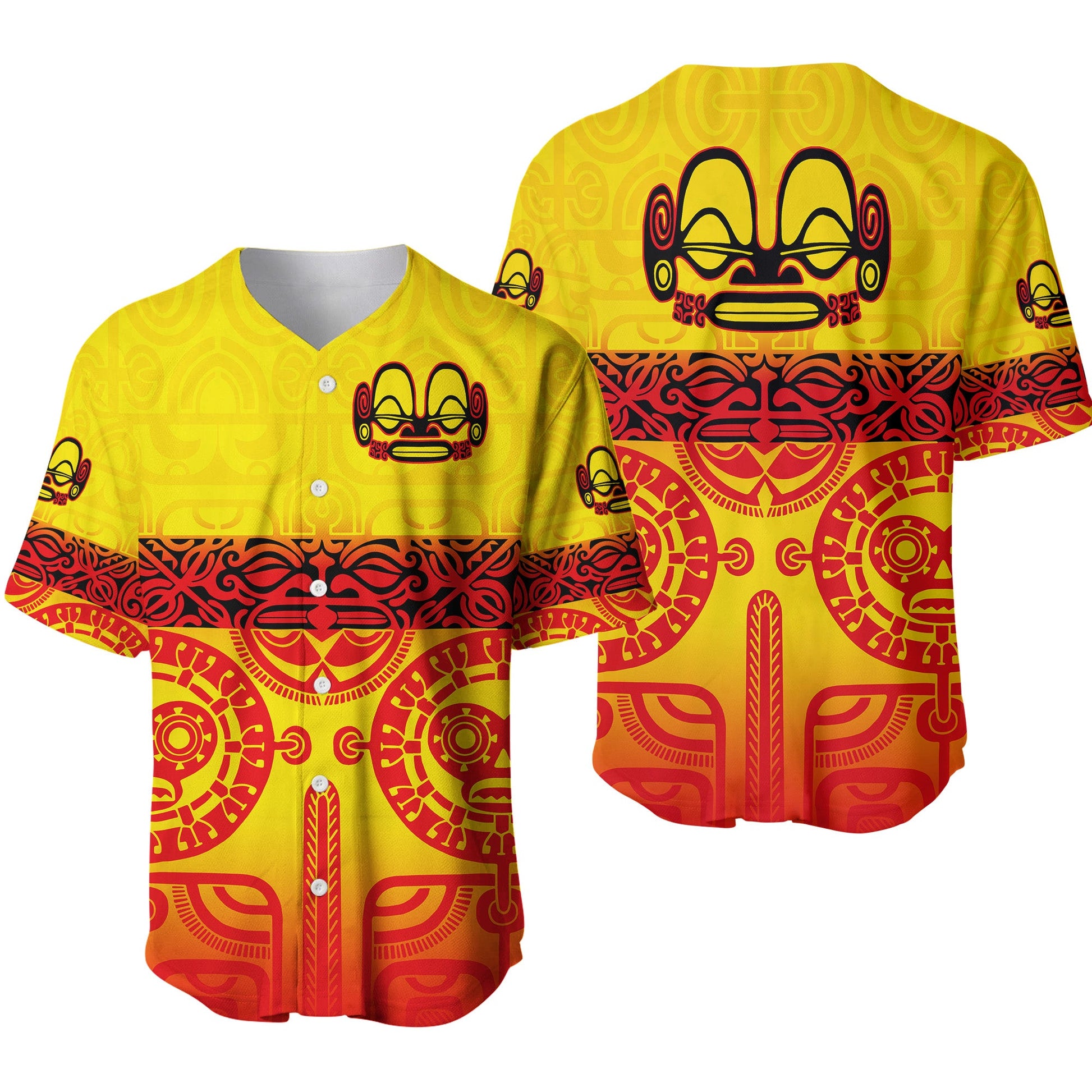 Marquesas Islands Baseball Jersey Marquesan Tattoo Special Style Gradient Yellow