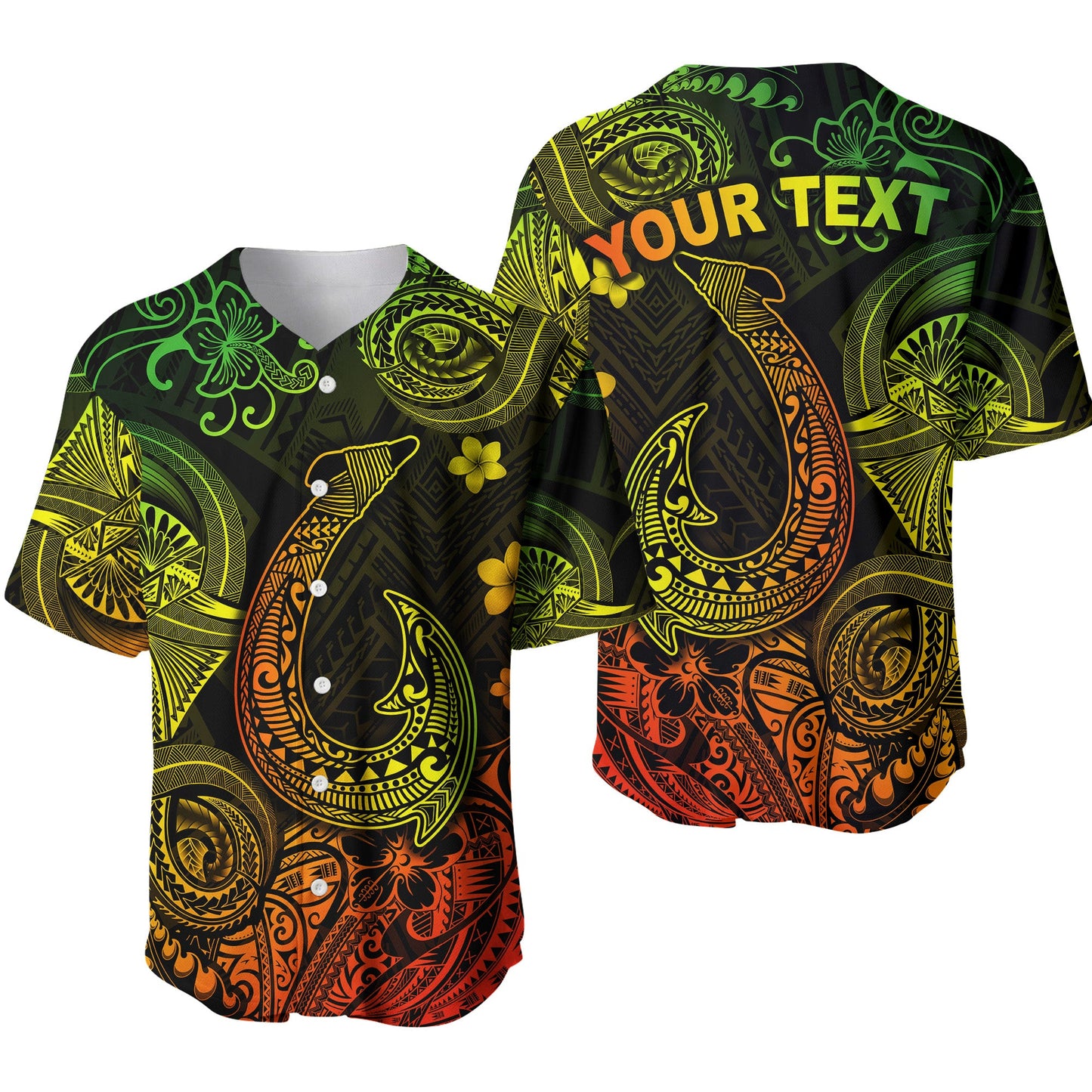 (Custom Personalised) Hawaii Fish Hook Polynesian Baseball Jersey Unique Style Reggae
