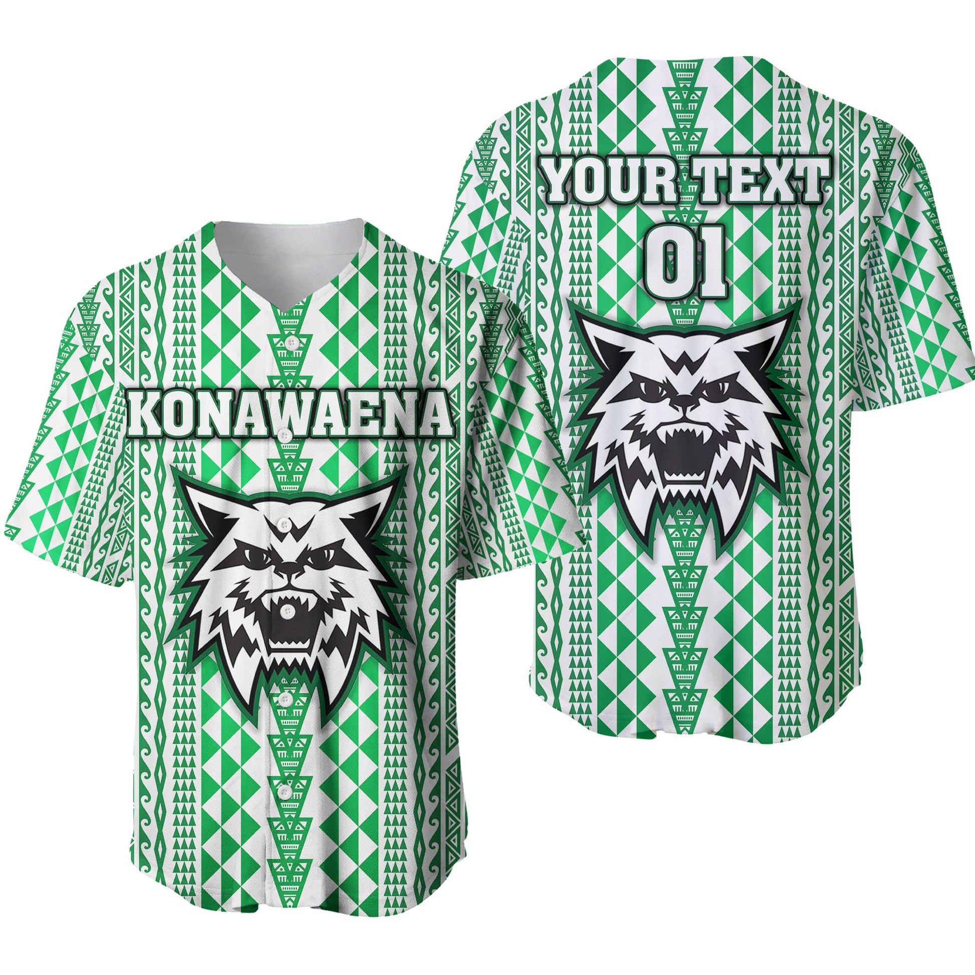 (Custom Personalised) Hawaii Konawaena Wildcats School Baseball Jersey Simple Style
