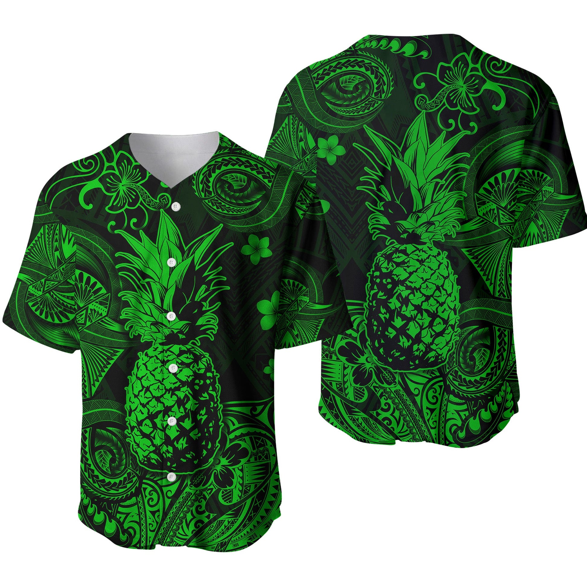 Hawaii Pineapple Polynesian Baseball Jersey Unique Style Green