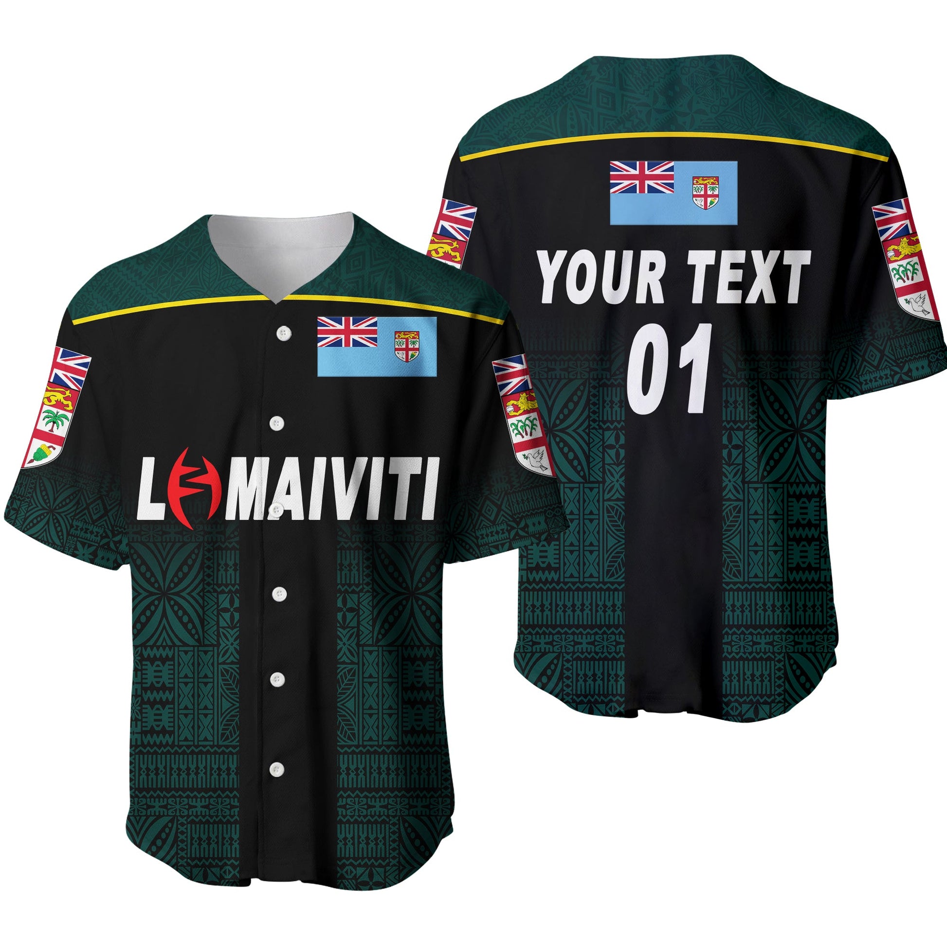 (Custom Personalised) Fiji Lomaiviti Rugby Baseball Jersey Simple Vibes, Custom Text And Number