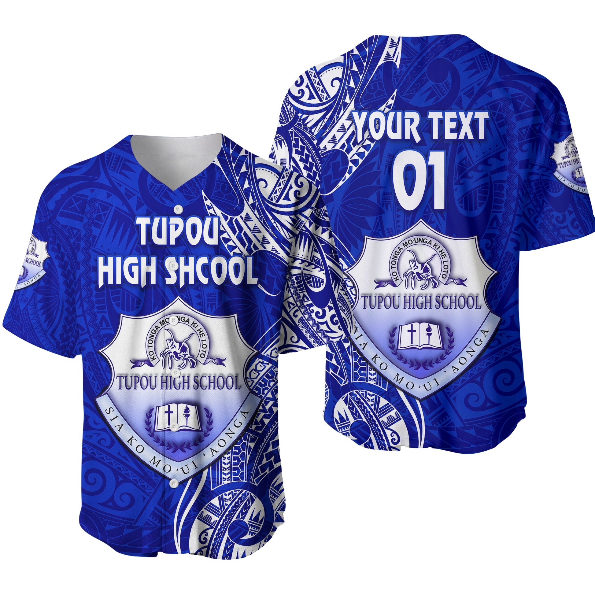 (Custom Personalised) Tonga Tupou High School Baseball Jersey Simple Vibes, Custom Text And Number