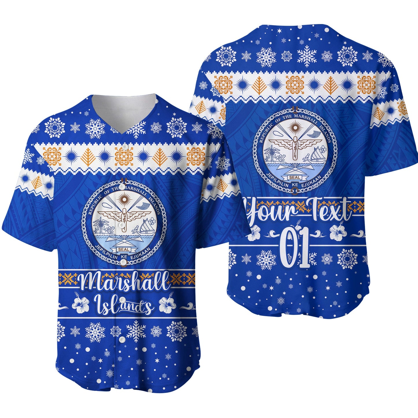 (Custom Personalised) Marshall Islands Christmas Baseball Jersey Simple Style