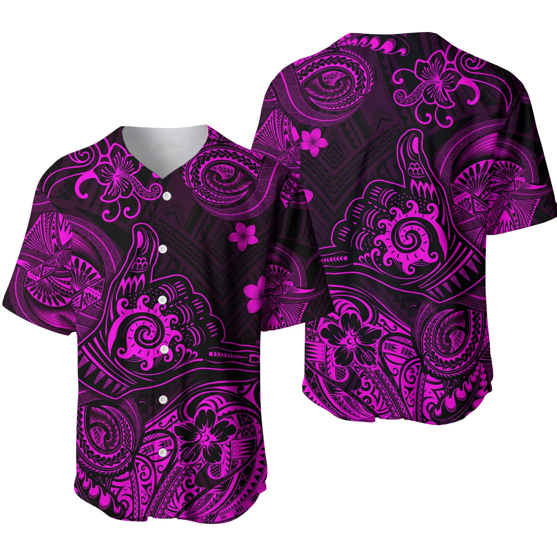 Hawaii Shaka Polynesian Baseball Jersey Unique Style Pink