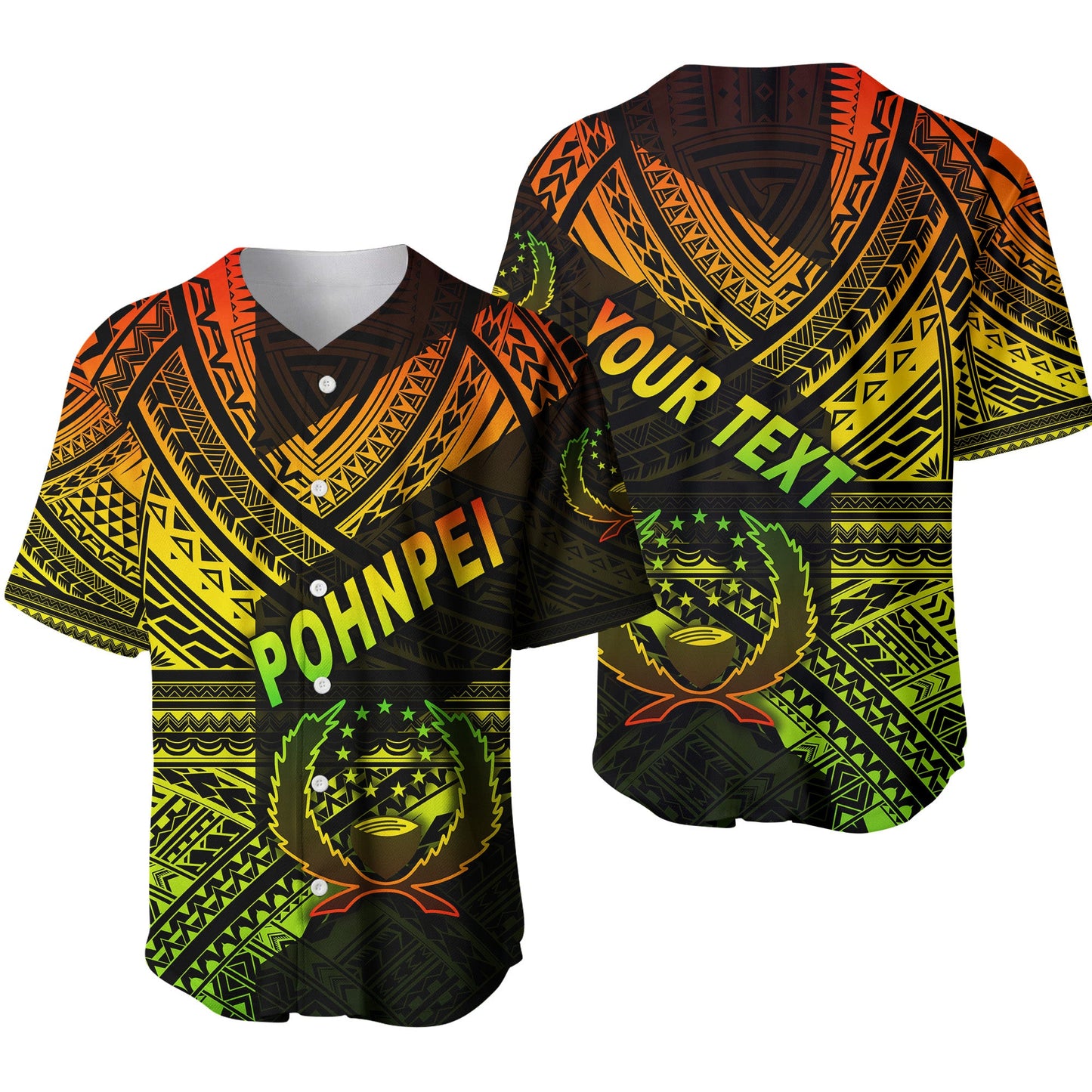 (Custom Personalised) FSM Pohnpei Baseball Jersey Original Style Reggae
