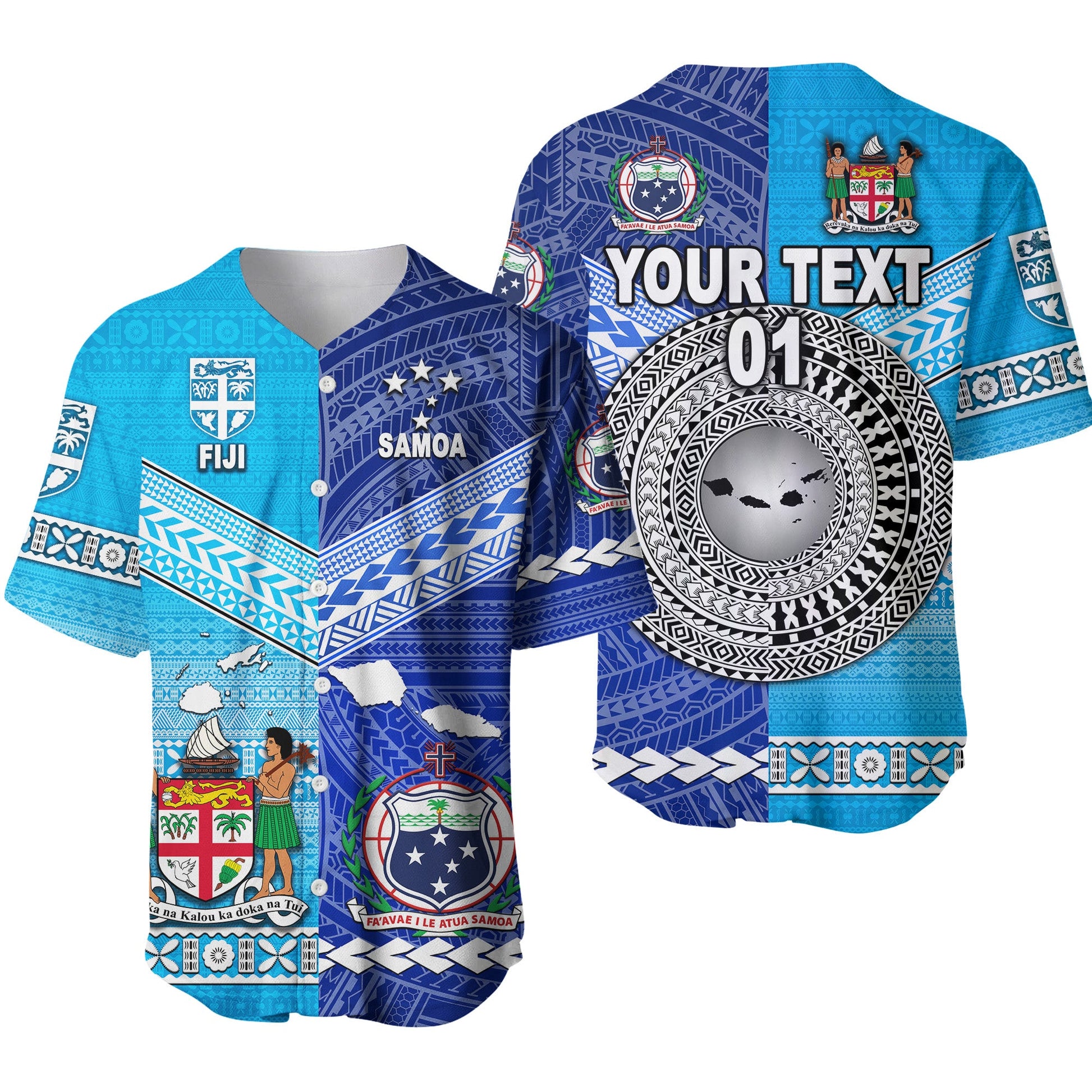 (Custom Personalised) Fiji and Samoa Baseball Jersey Together, Custom Text And Number