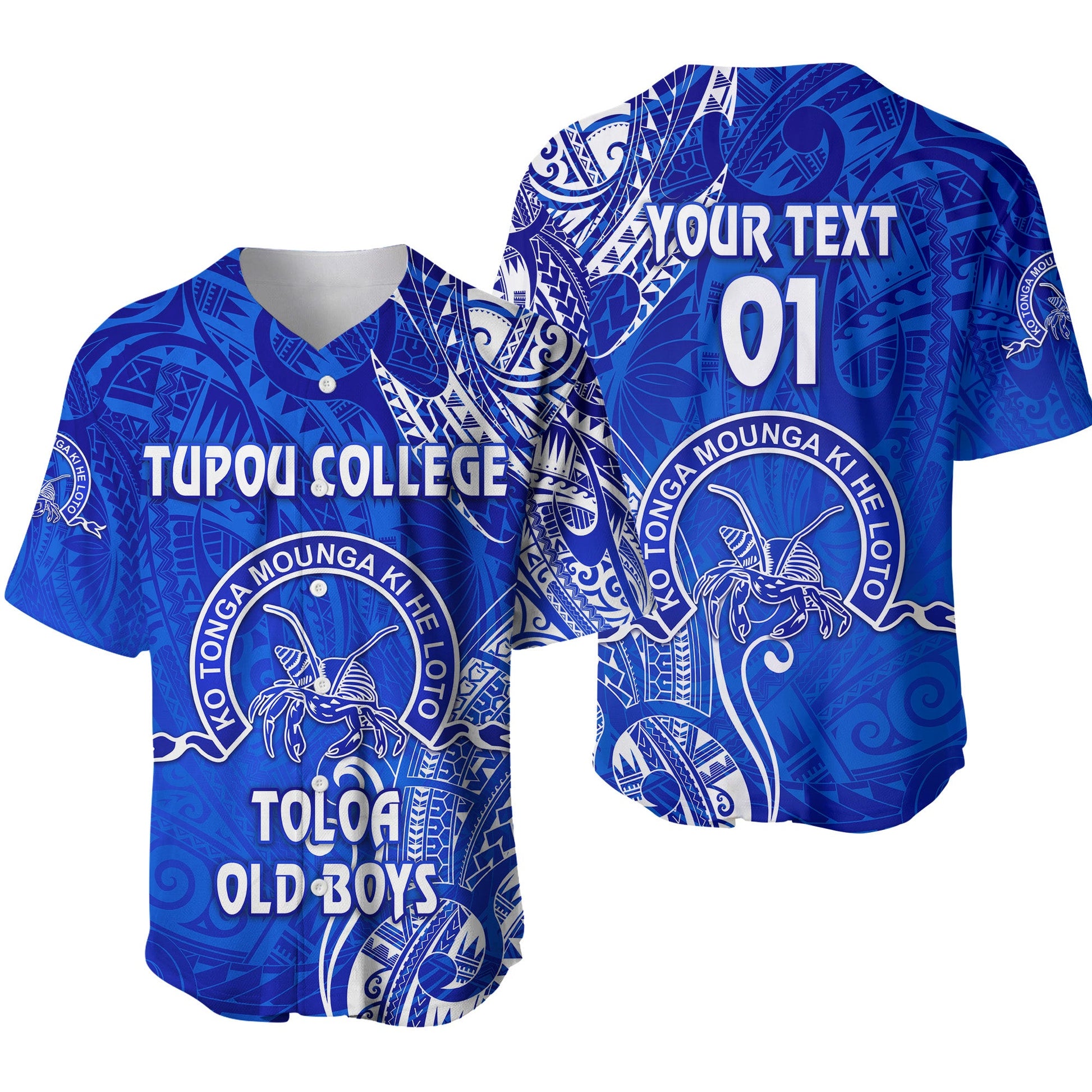 (Custom Personalised) Tonga Tupou College Baseball Jersey Toloa Old Boys Simple Vibes Blue, Custom Text And Number