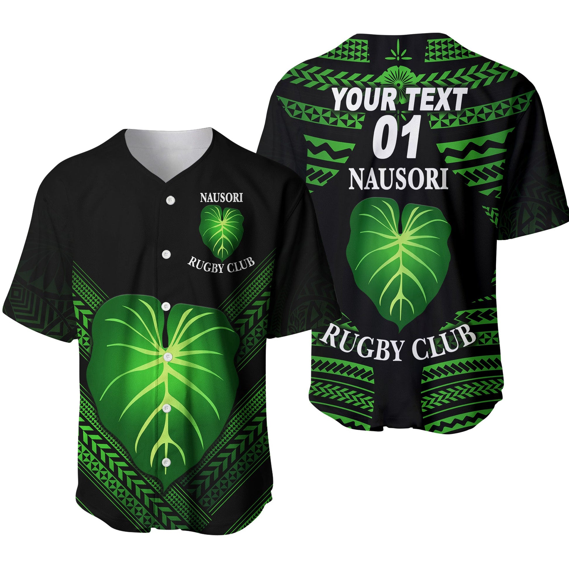 (Custom Personalised) Fiji Nausori Rugby Baseball Jersey Creative Style NO.1, Custom Text And Number