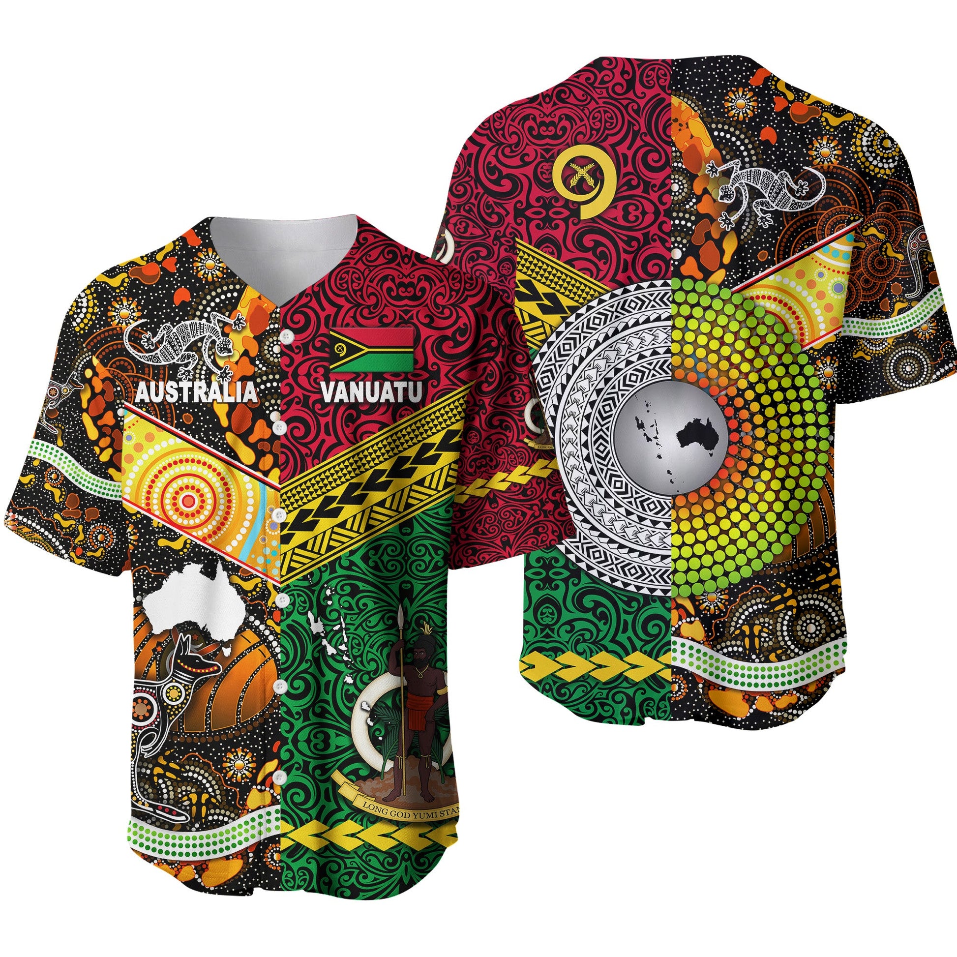 Vanuatu And Australia Baseball Jersey Together