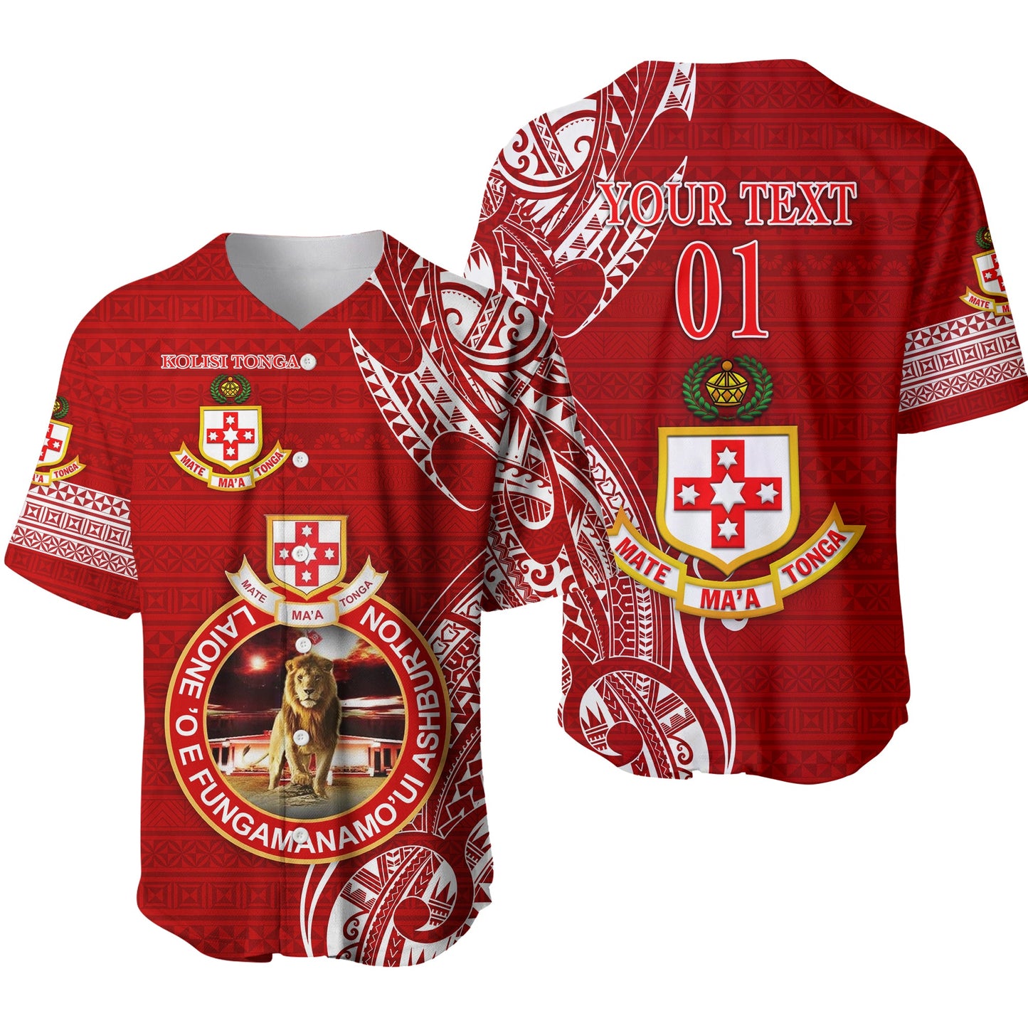 (Custom Personalised) Kolisi Tonga Mate Ma'a Tonga Baseball Jersey Laione 'O E Fungamanamo'Ui Ashburton, Custom Text And Number