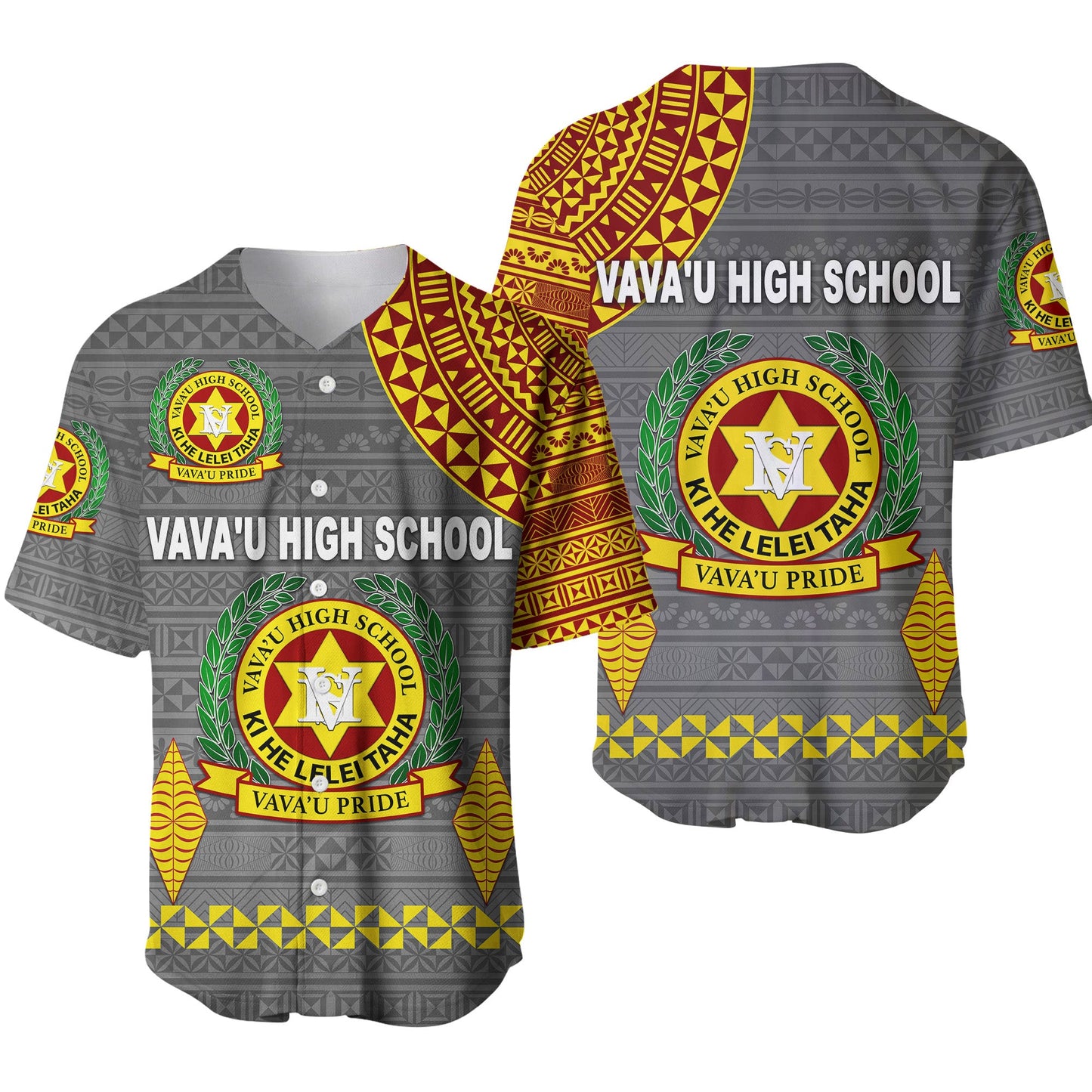 Tonga Vava'u High School Baseball Jersey Simple Style Grey