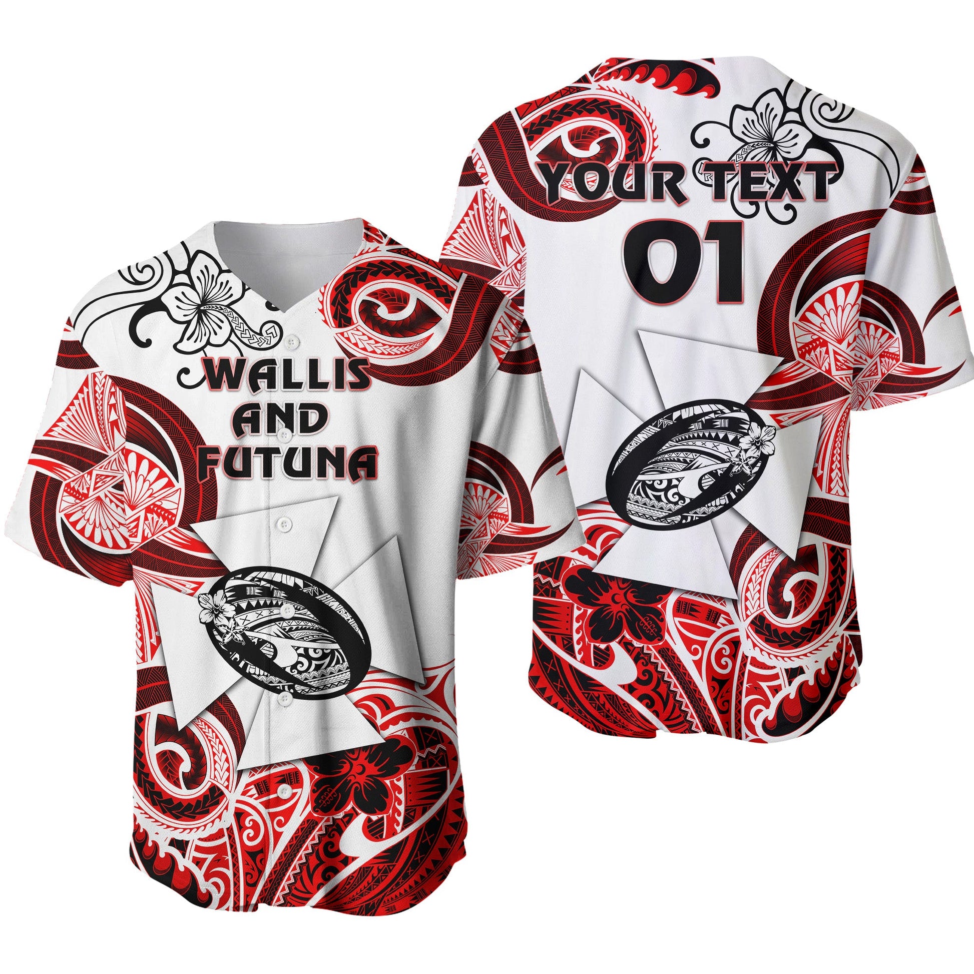 (Custom Personalised) Wallis and Futuna Polynesian Baseball Jersey Unique Style White