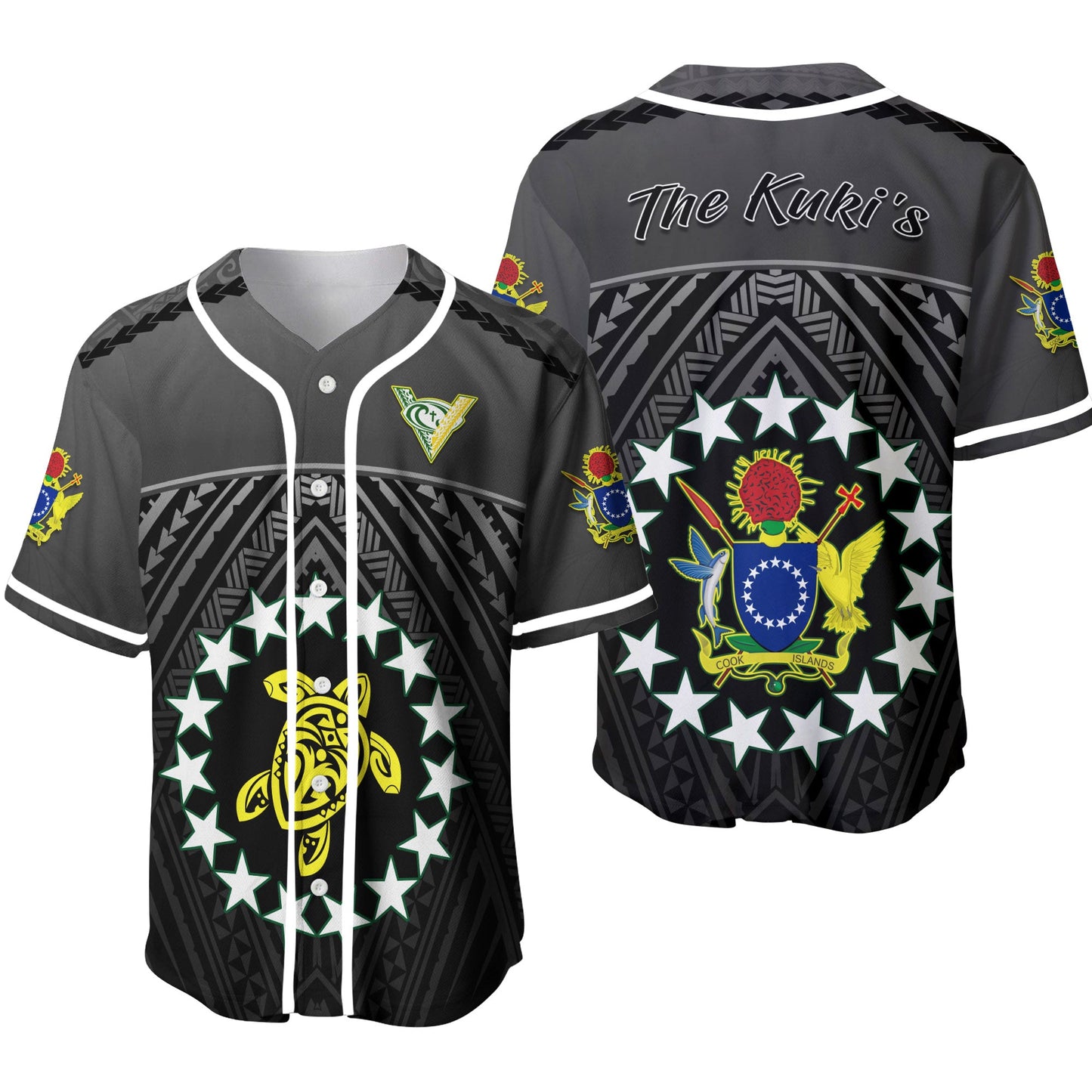 The Kuki's Baseball Jersey Cook Islands Rugby Black