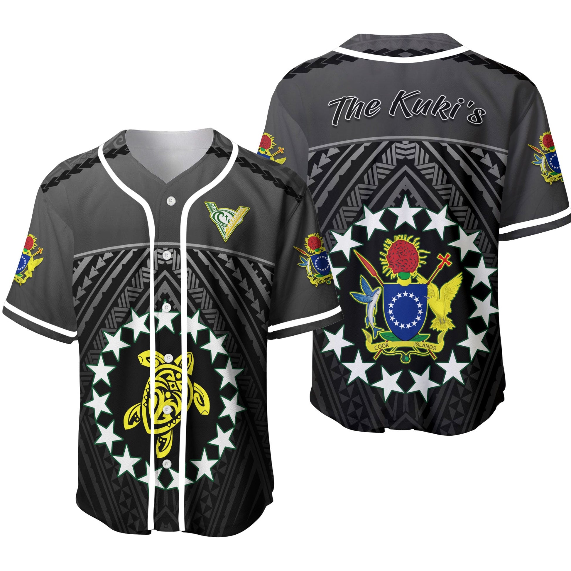 The Kuki's Baseball Jersey Cook Islands Rugby Black