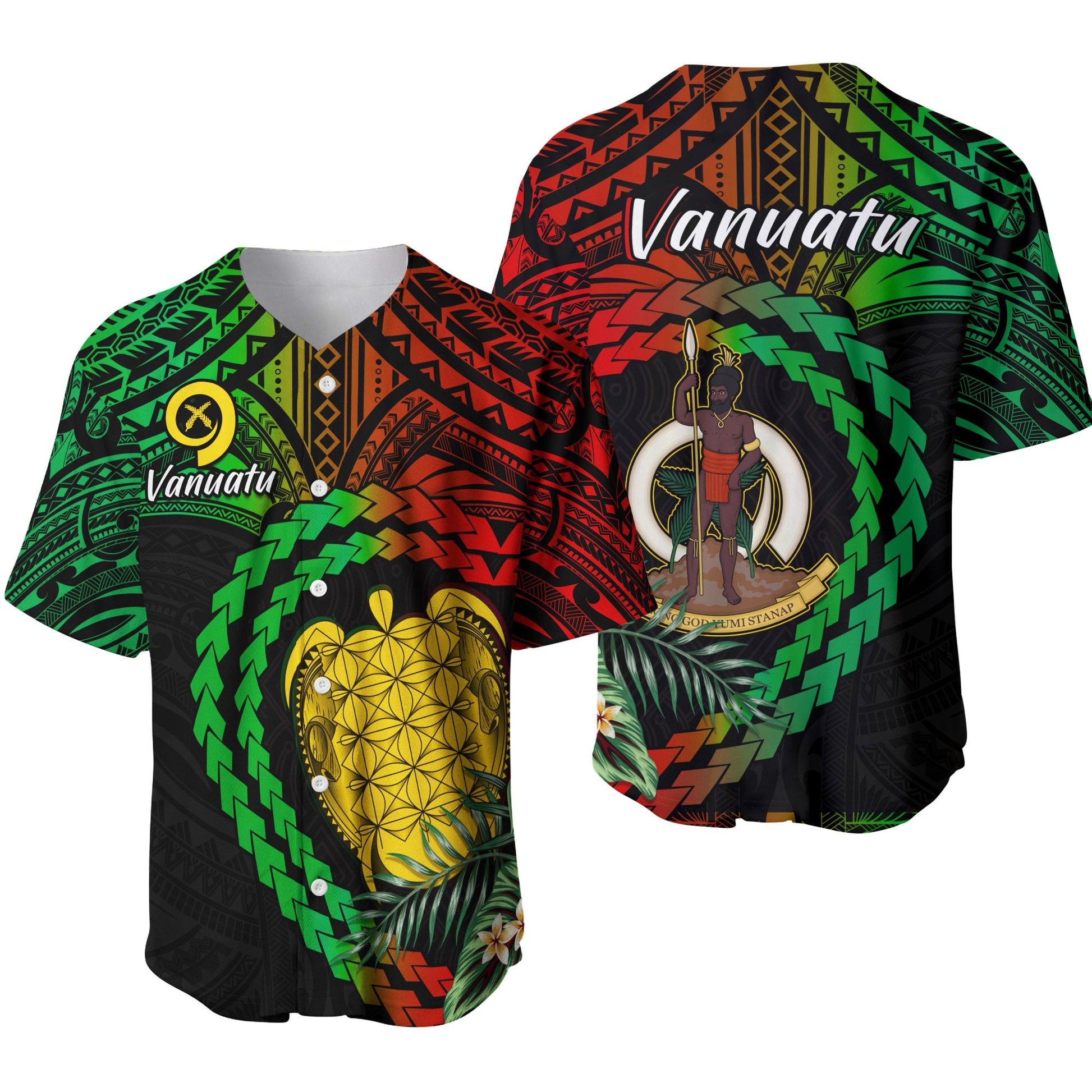 Vanuatu Heart Polynesian Baseball Jersey Turtle Sand Drawings