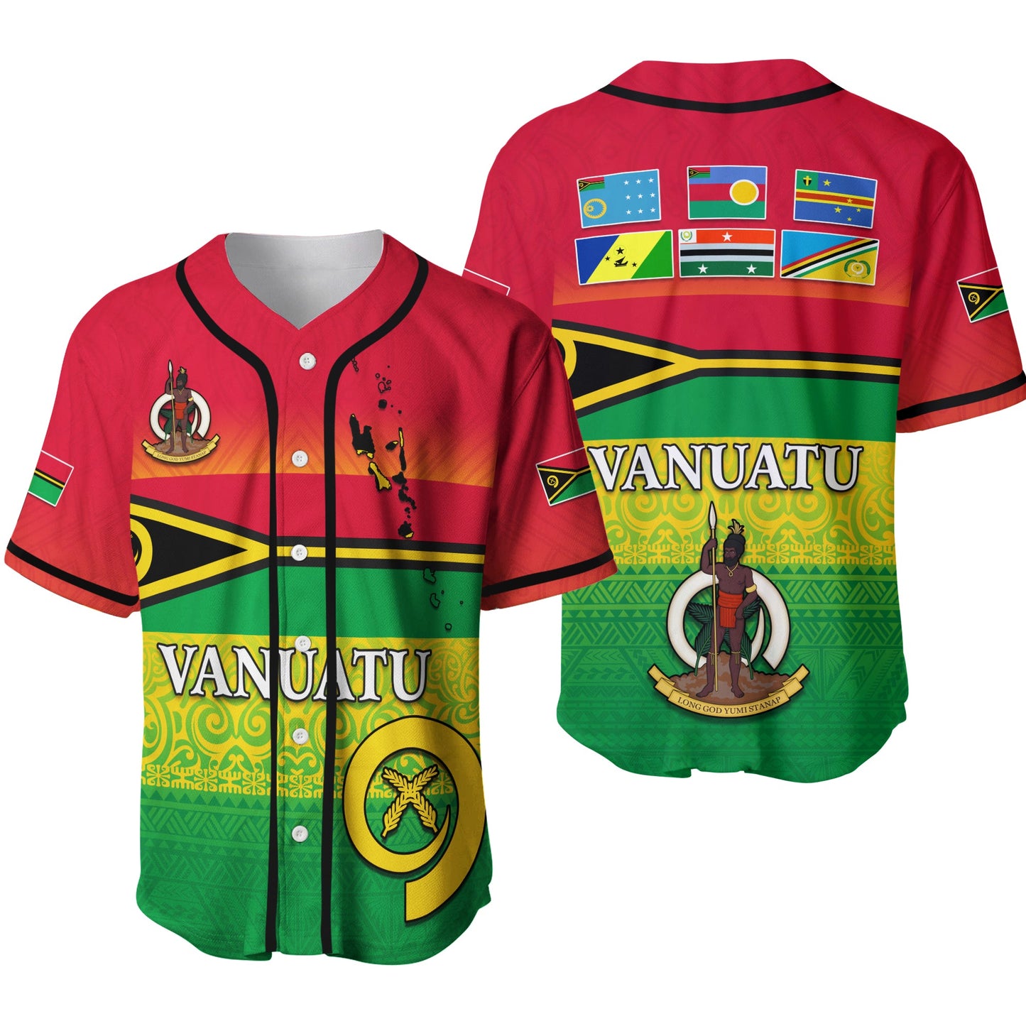 Vanuatu Color Baseball Jersey Six Provinces and Map