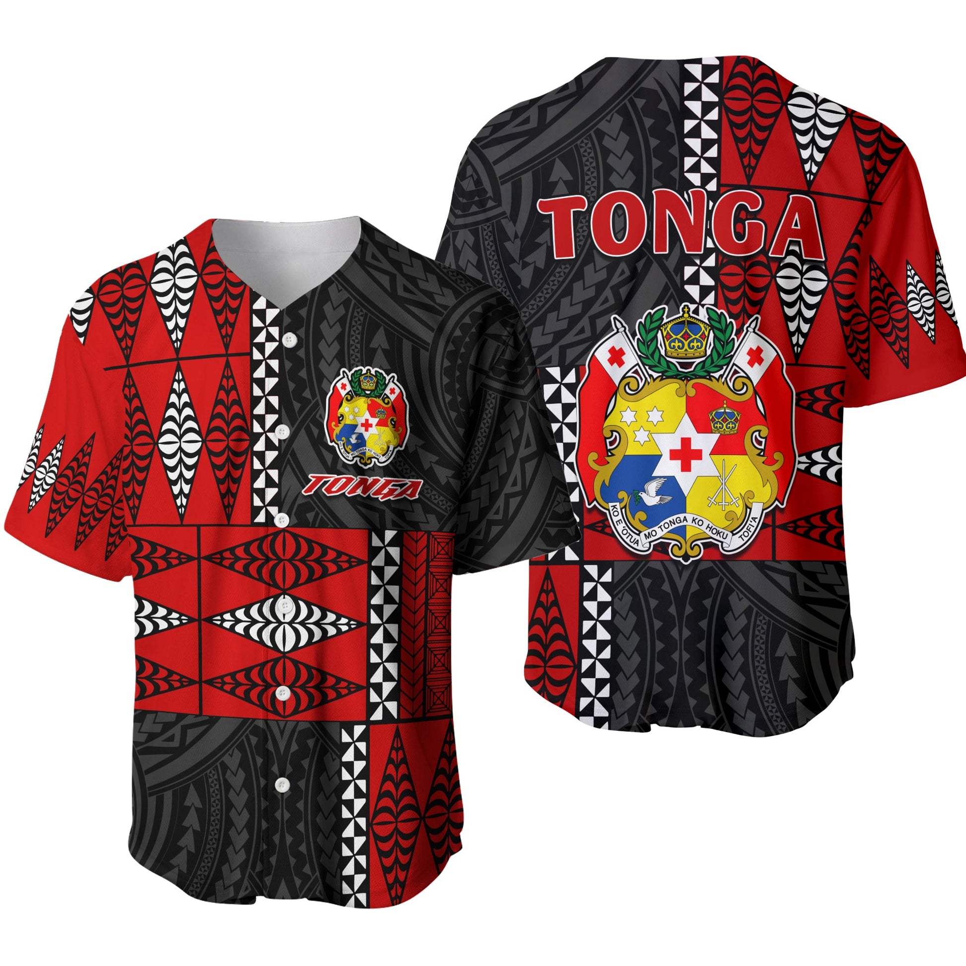 Tonga Baseball Jersey Tongan Pattern Mix Polynesian