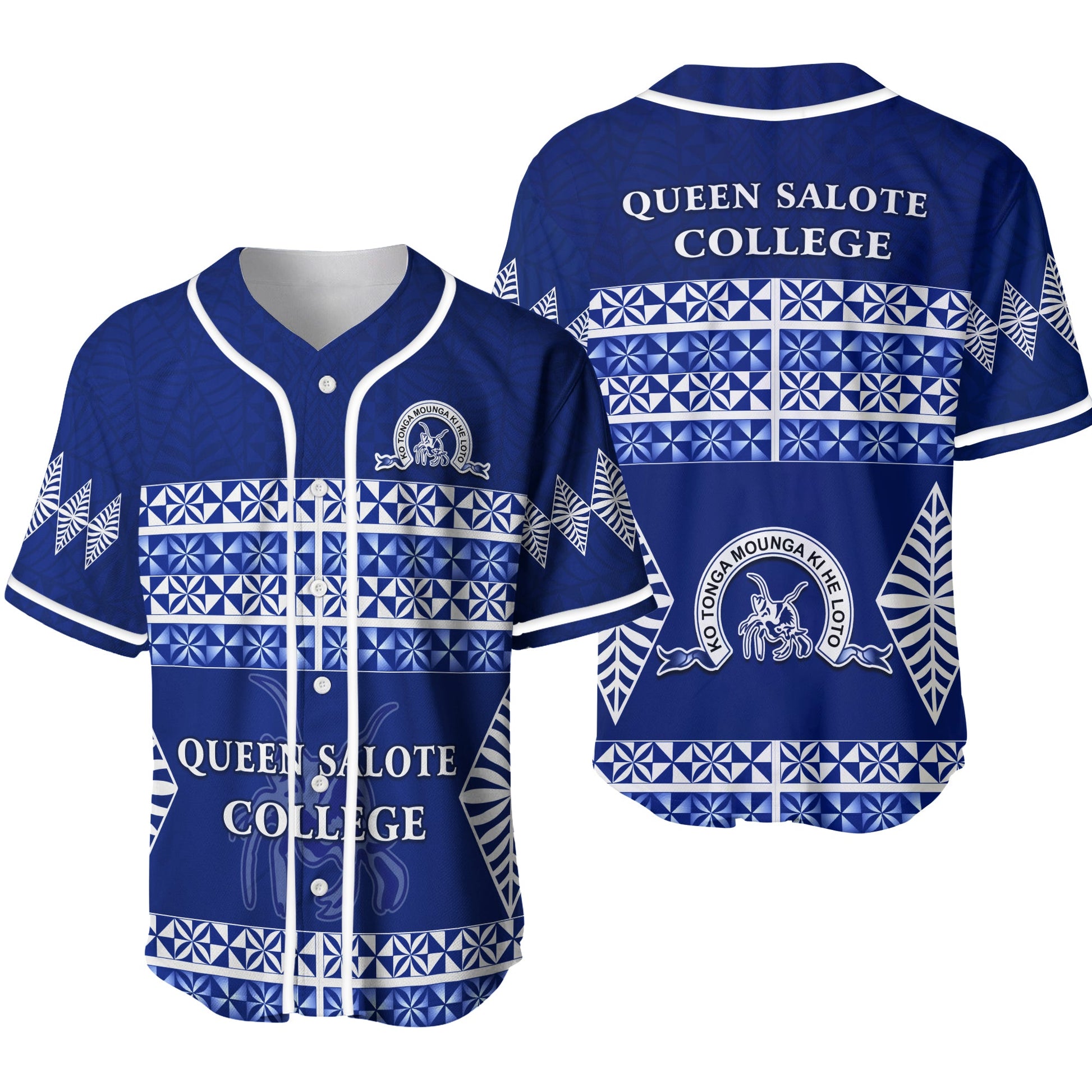 Queen Salote College Baseball Jersey Tonga Pattern